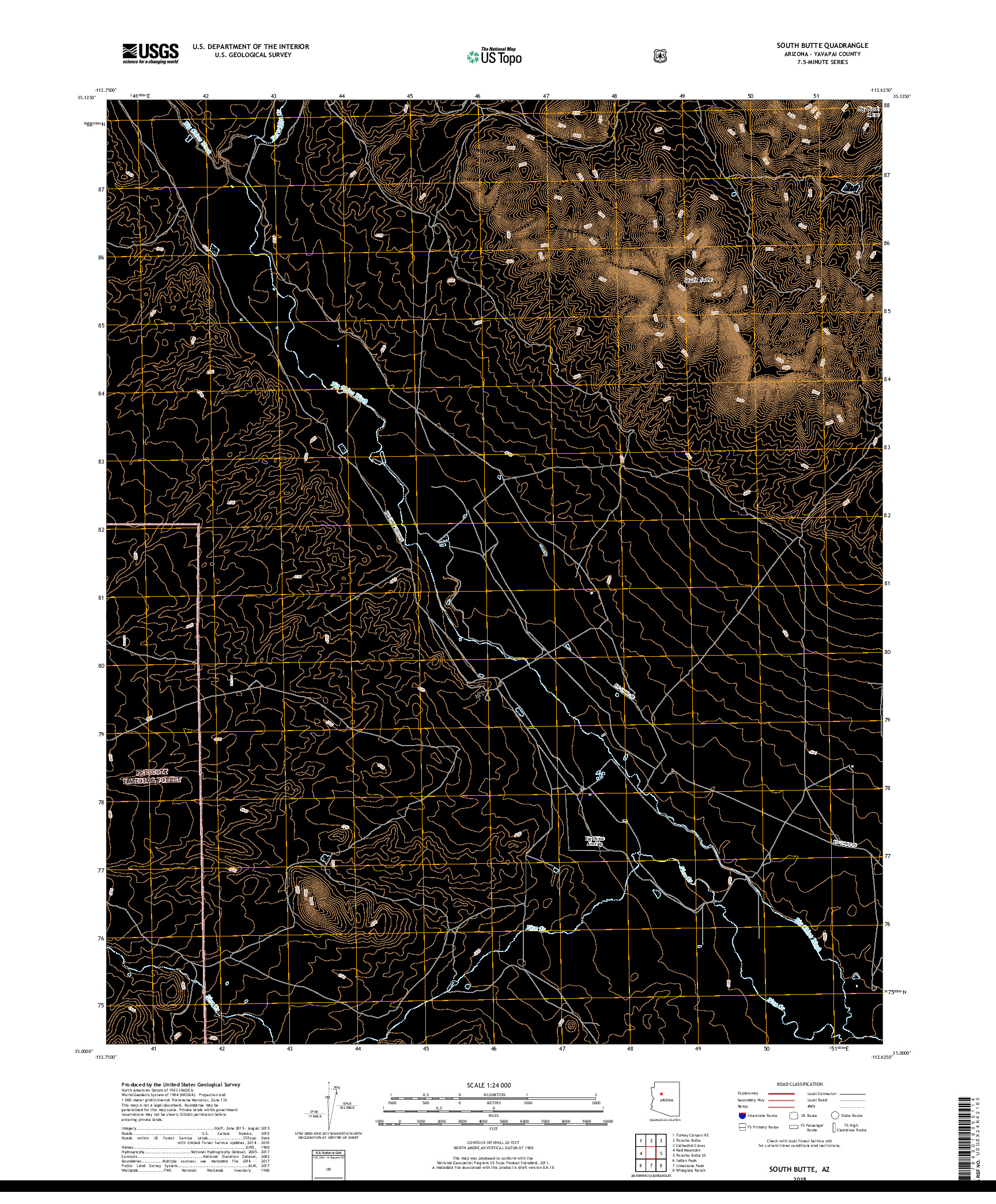 USGS US TOPO 7.5-MINUTE MAP FOR SOUTH BUTTE, AZ 2018