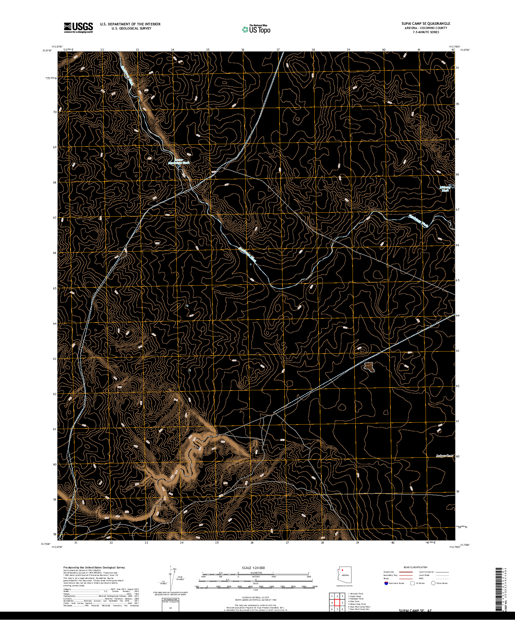 USGS US TOPO 7.5-MINUTE MAP FOR SUPAI CAMP SE, AZ 2018