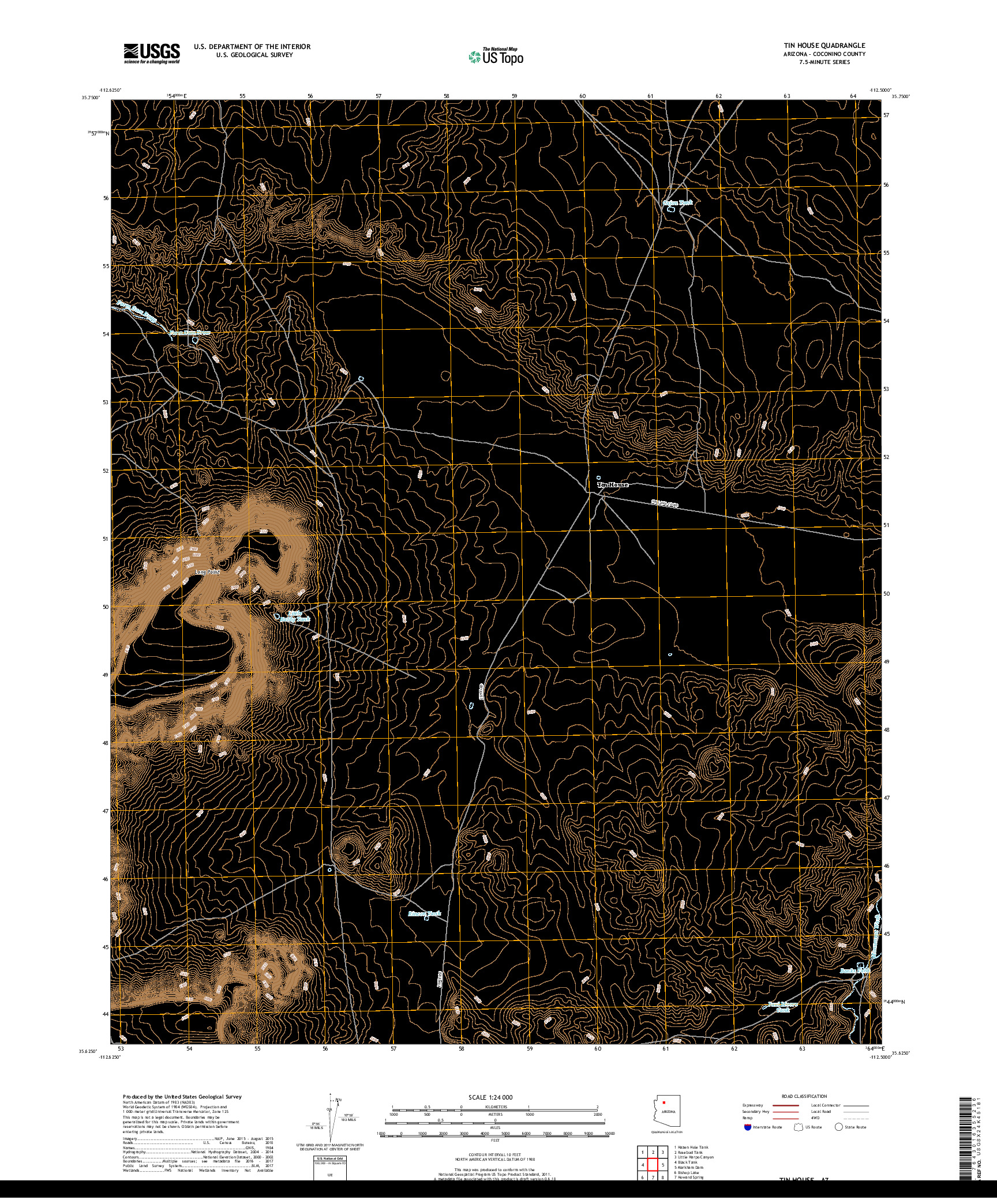 USGS US TOPO 7.5-MINUTE MAP FOR TIN HOUSE, AZ 2018