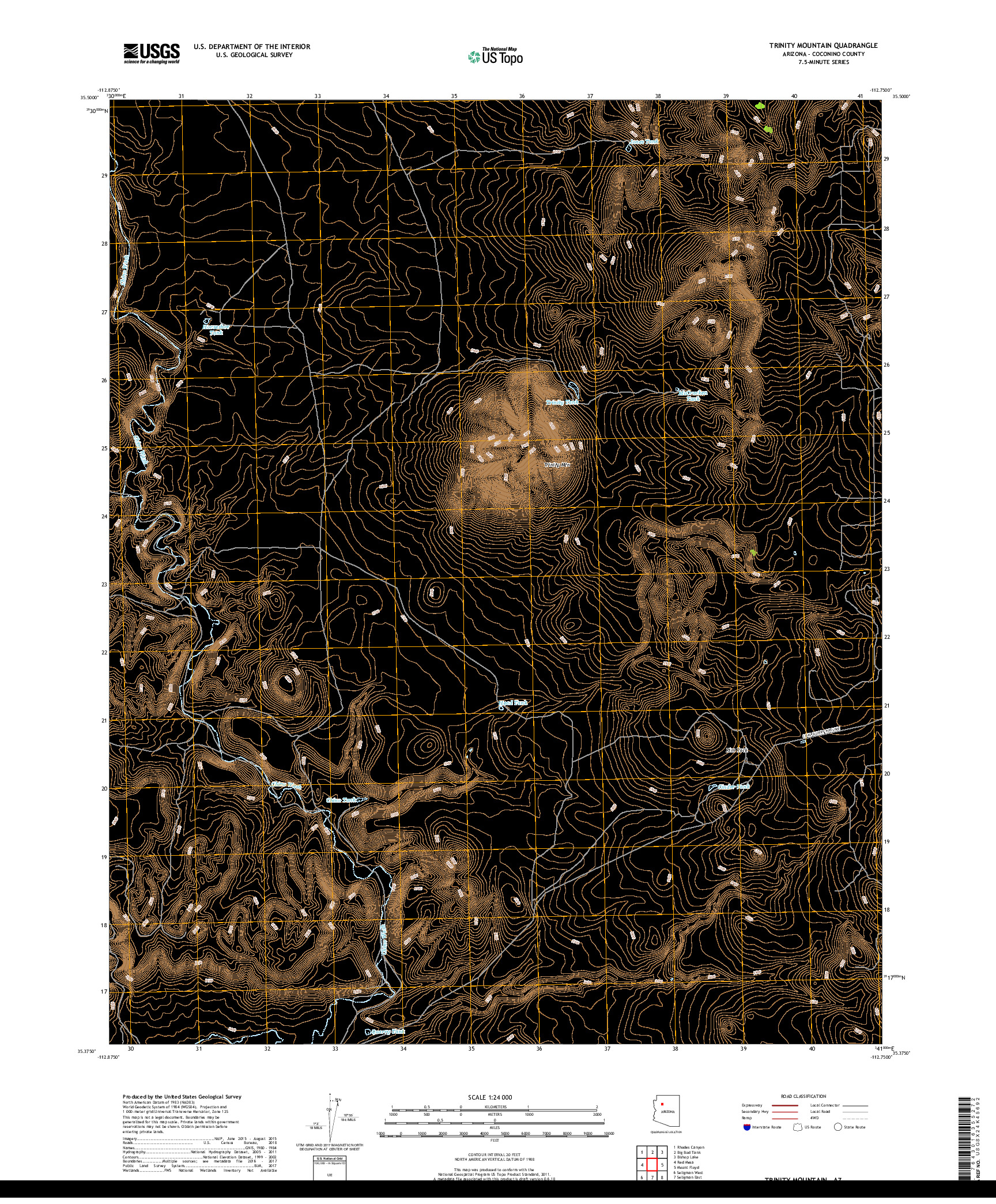 USGS US TOPO 7.5-MINUTE MAP FOR TRINITY MOUNTAIN, AZ 2018