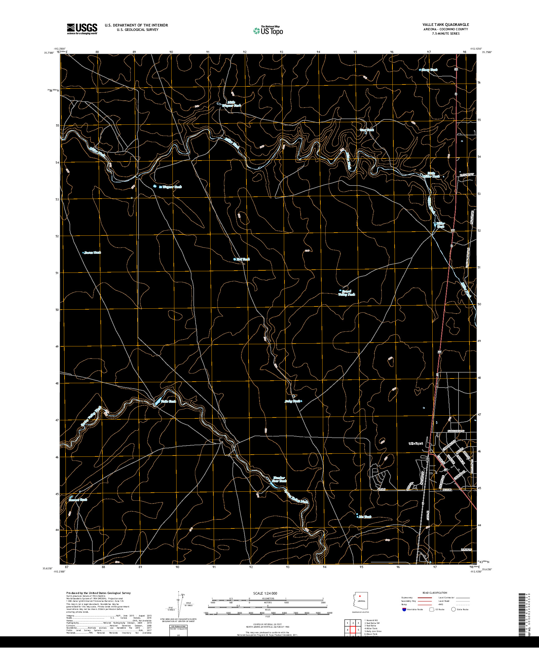 USGS US TOPO 7.5-MINUTE MAP FOR VALLE TANK, AZ 2018