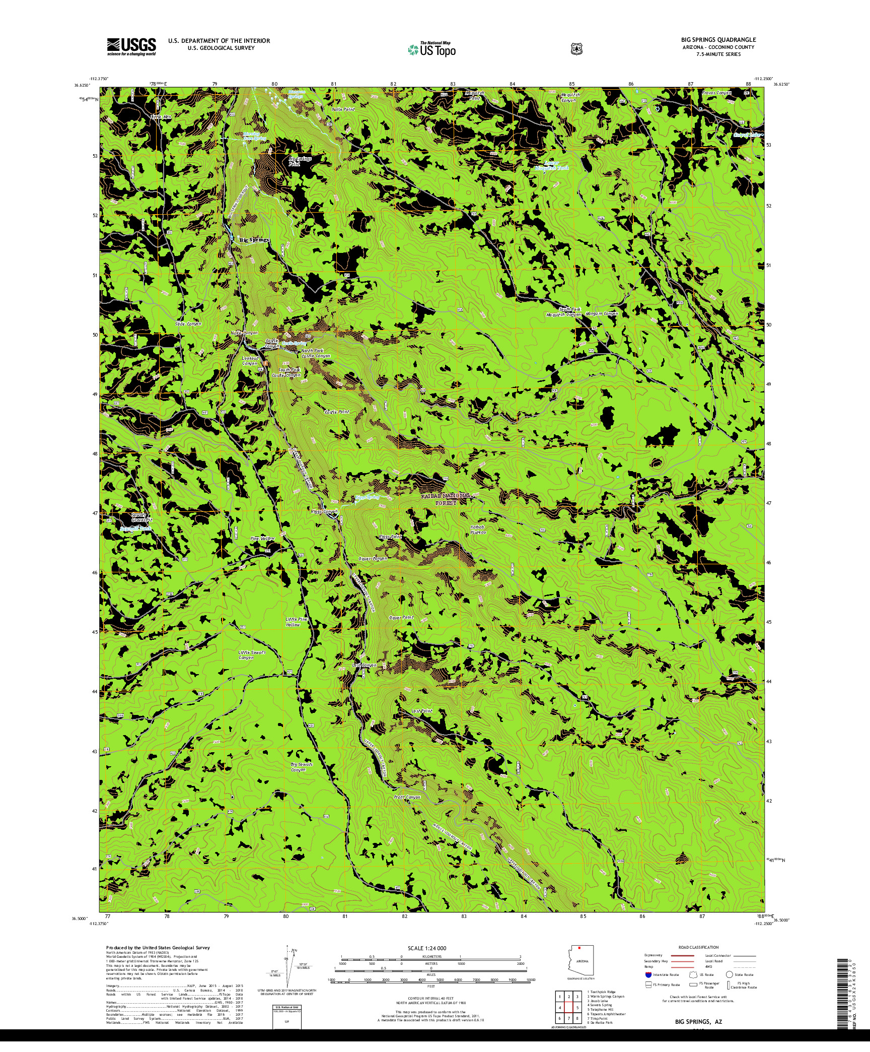 USGS US TOPO 7.5-MINUTE MAP FOR BIG SPRINGS, AZ 2018