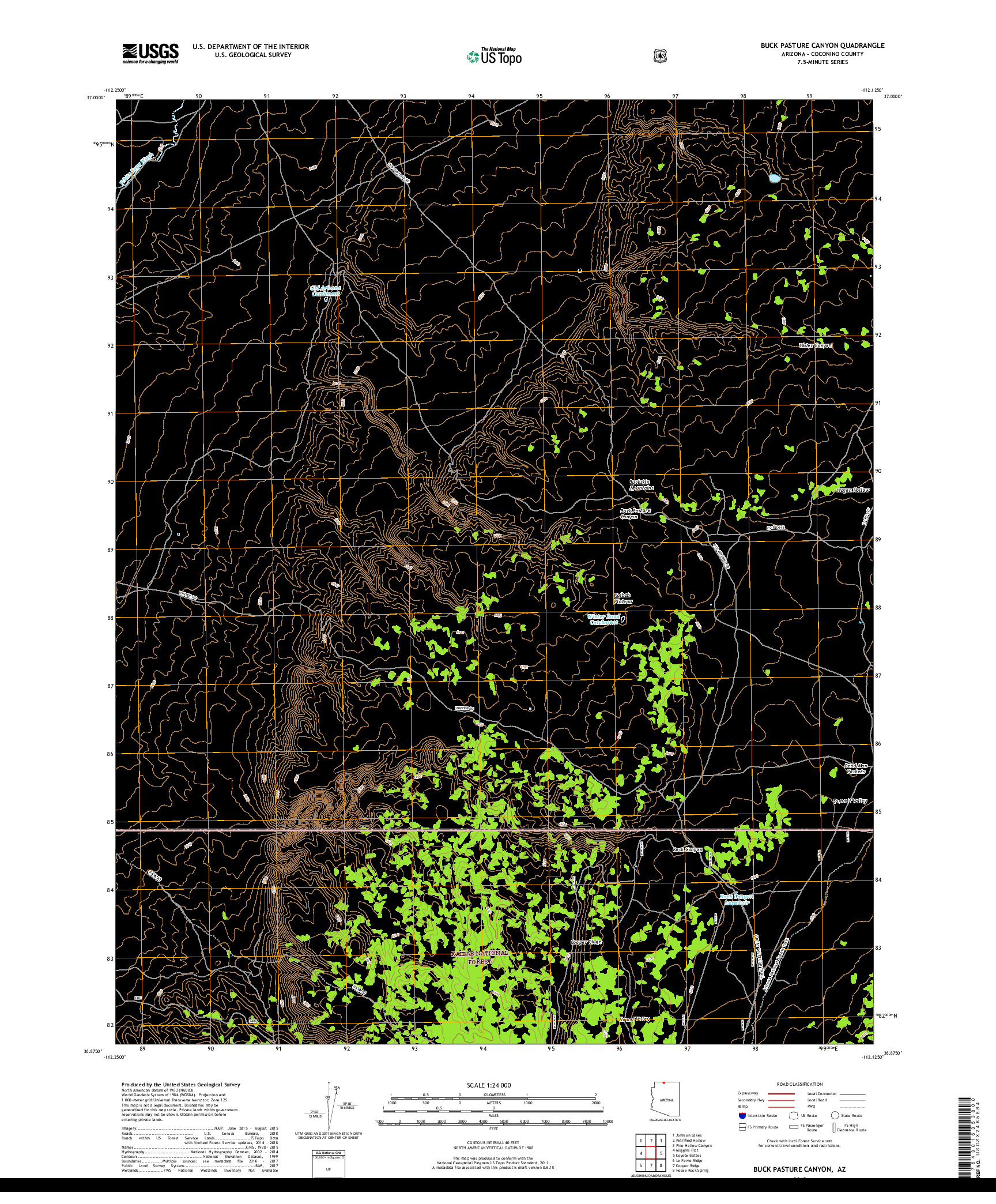 USGS US TOPO 7.5-MINUTE MAP FOR BUCK PASTURE CANYON, AZ 2018