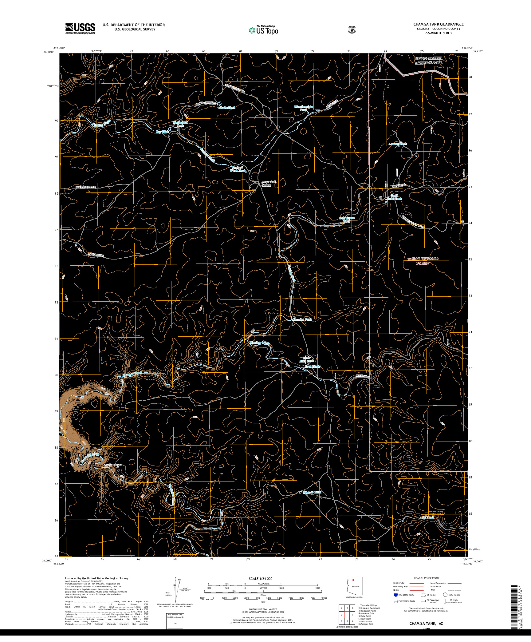 USGS US TOPO 7.5-MINUTE MAP FOR CHAMISA TANK, AZ 2018