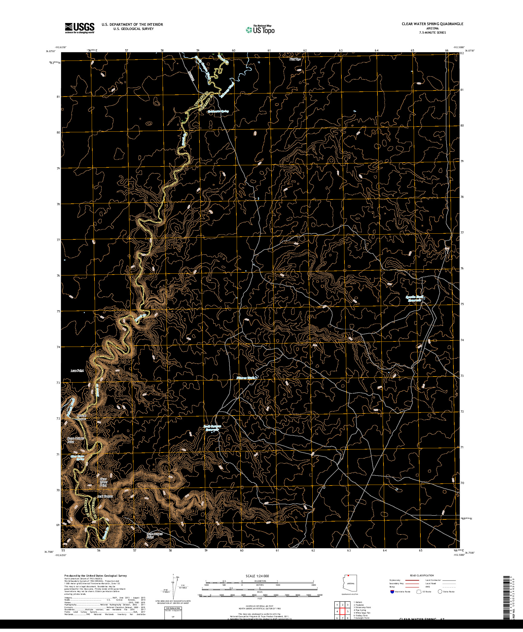 USGS US TOPO 7.5-MINUTE MAP FOR CLEAR WATER SPRING, AZ 2018