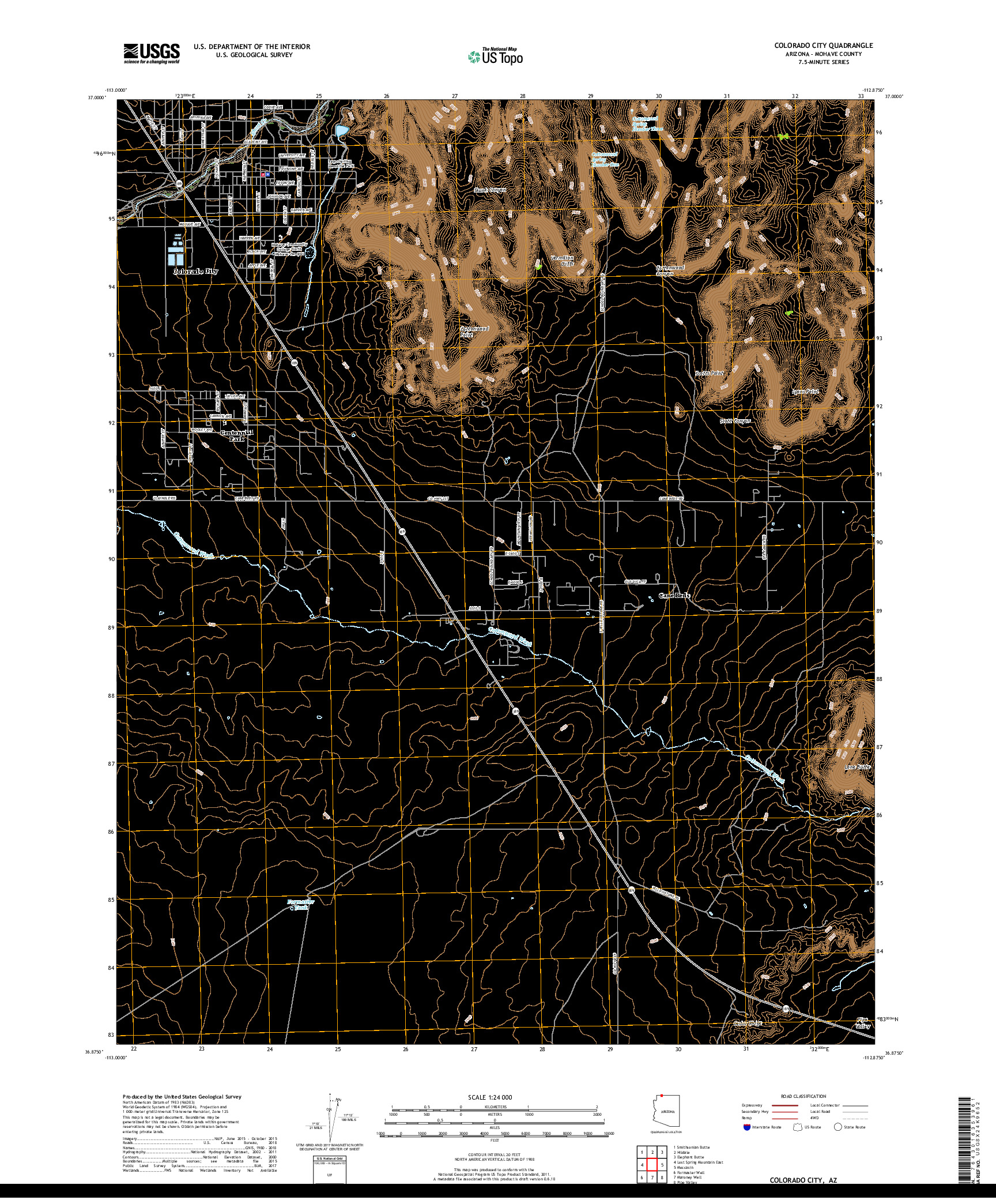 USGS US TOPO 7.5-MINUTE MAP FOR COLORADO CITY, AZ 2018