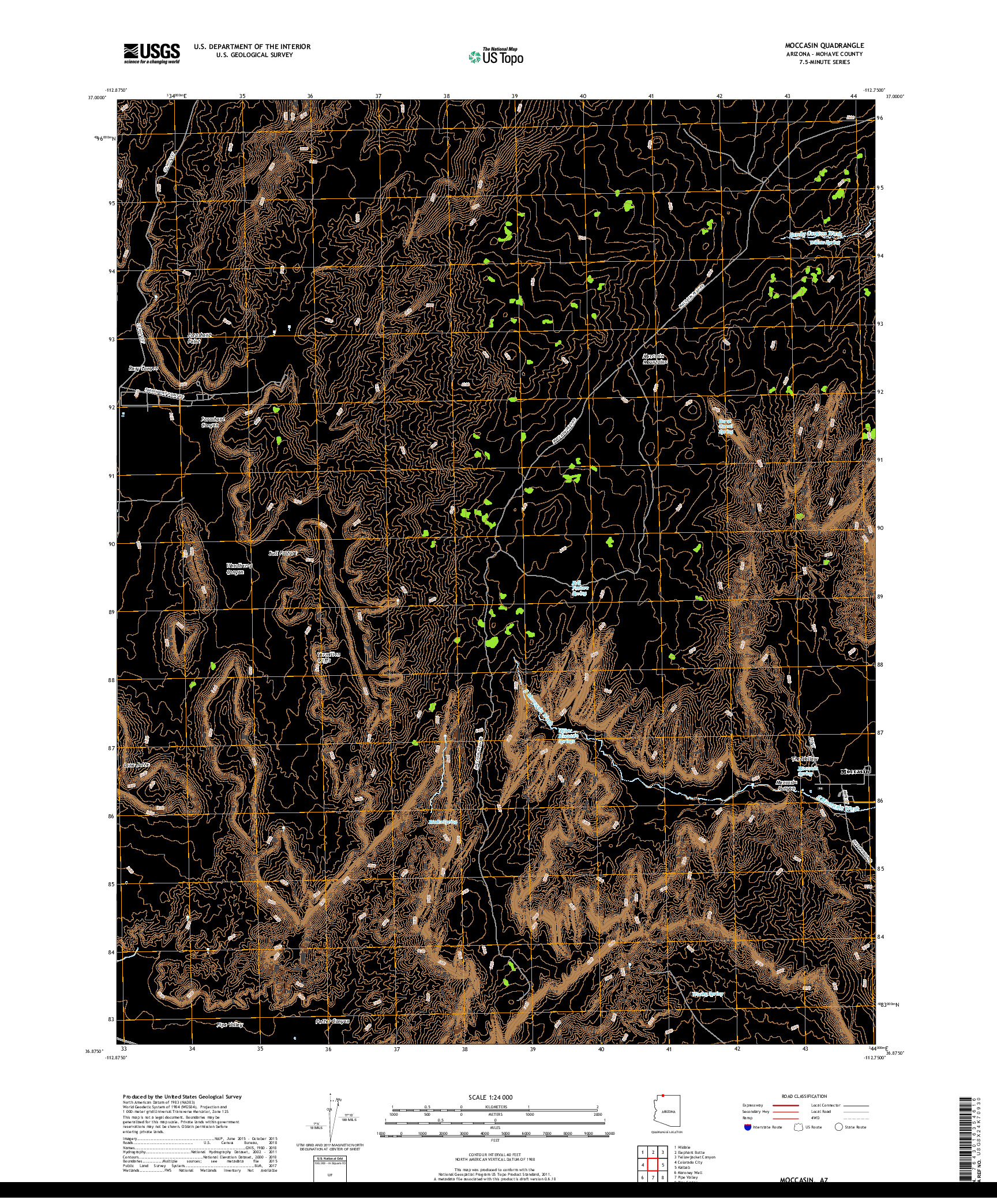 USGS US TOPO 7.5-MINUTE MAP FOR MOCCASIN, AZ 2018