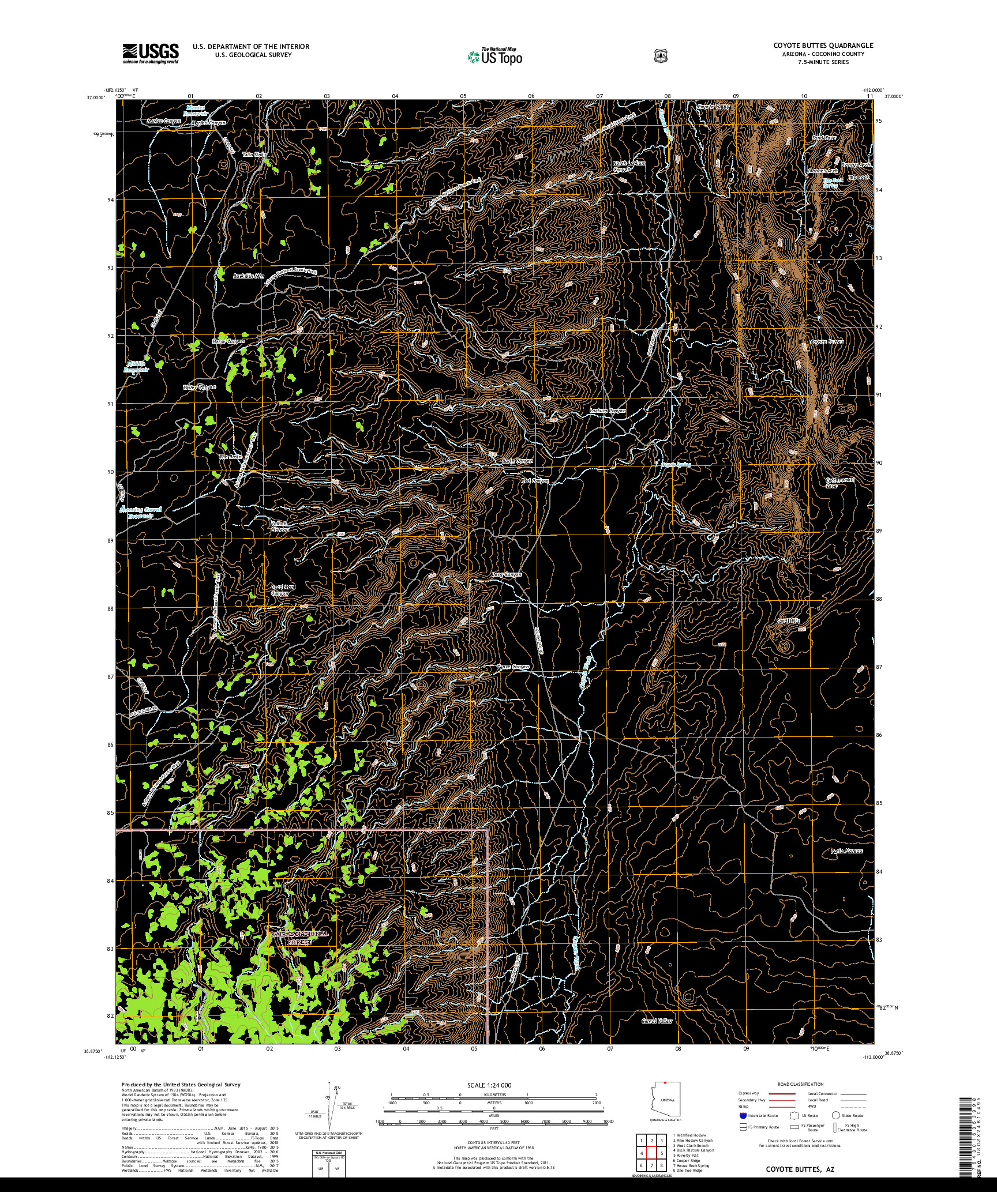 USGS US TOPO 7.5-MINUTE MAP FOR COYOTE BUTTES, AZ 2018