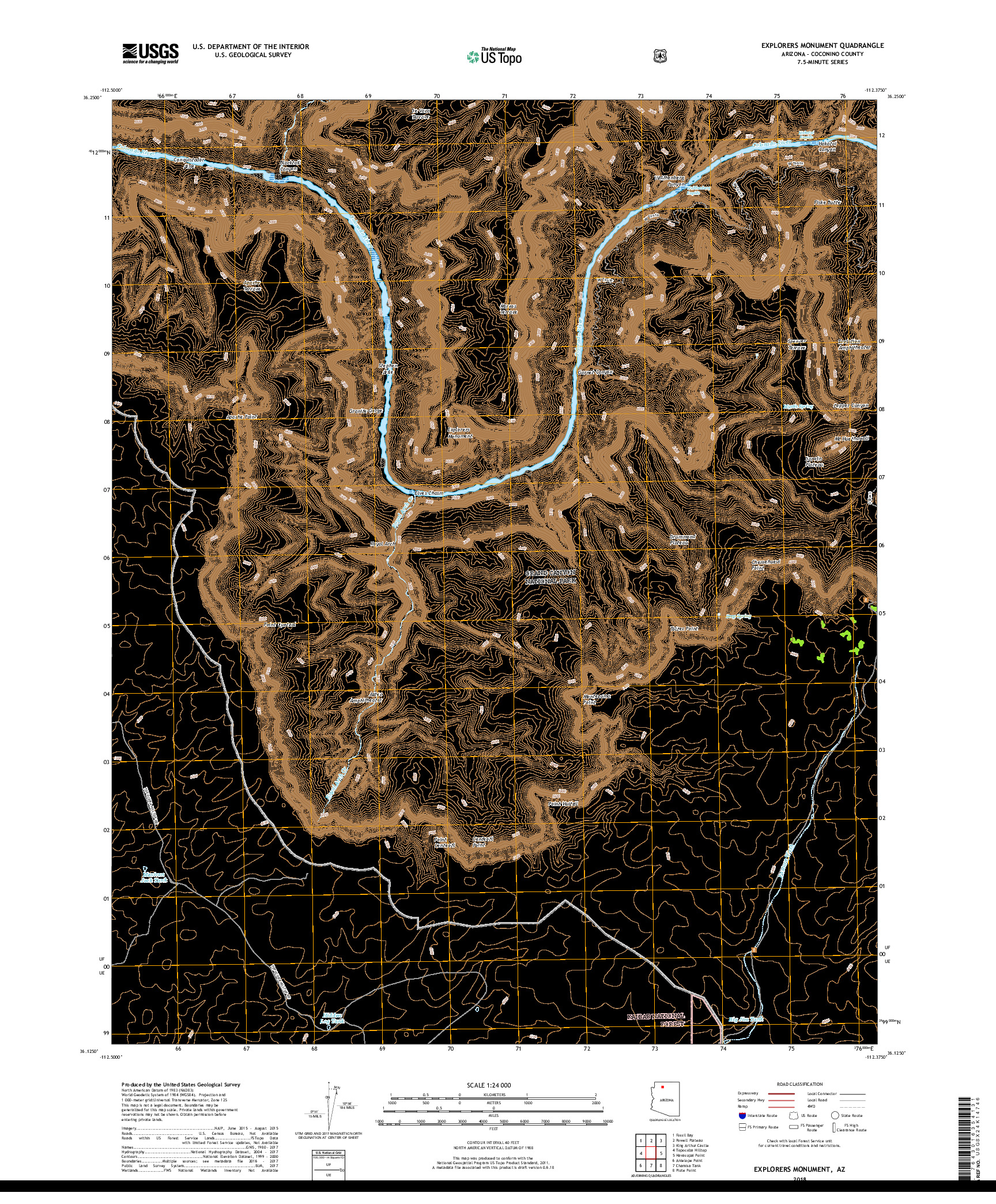 USGS US TOPO 7.5-MINUTE MAP FOR EXPLORERS MONUMENT, AZ 2018