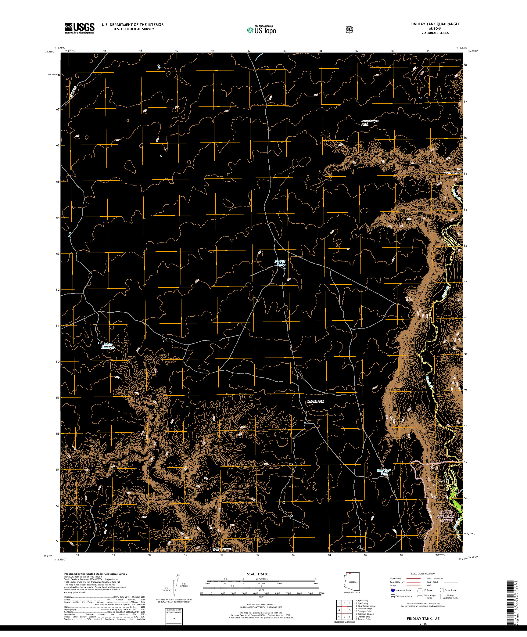 USGS US TOPO 7.5-MINUTE MAP FOR FINDLAY TANK, AZ 2018