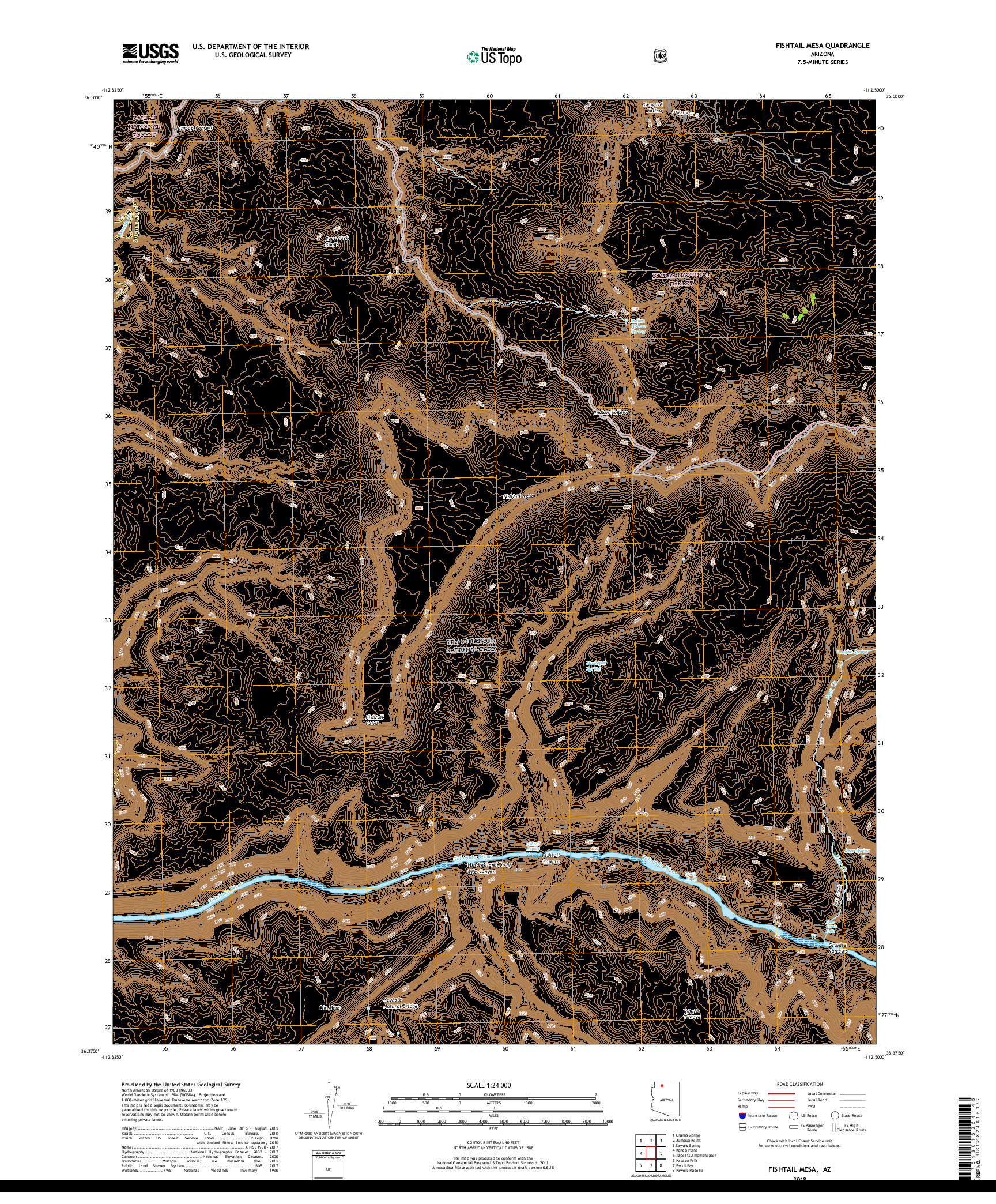 USGS US TOPO 7.5-MINUTE MAP FOR FISHTAIL MESA, AZ 2018