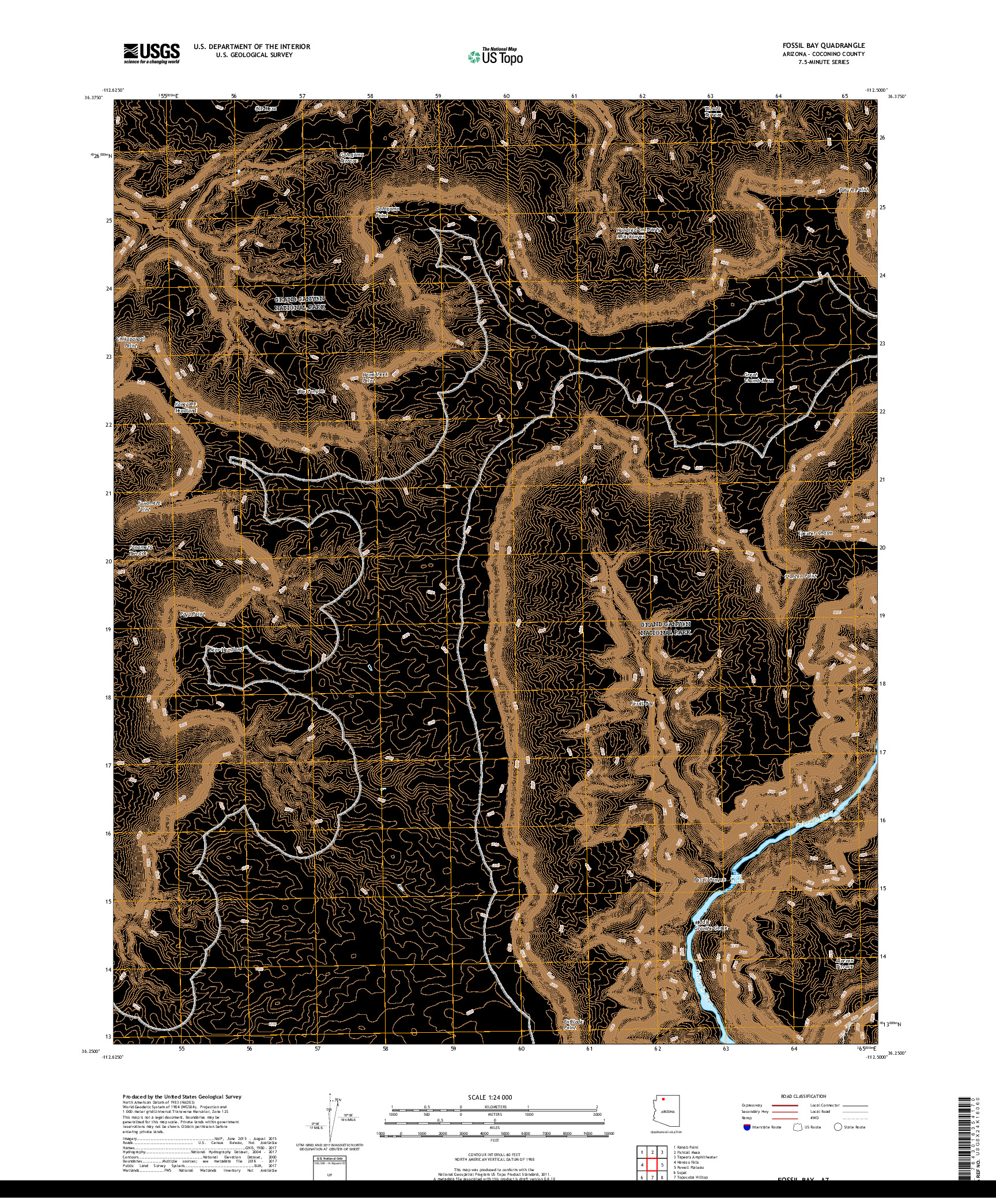 USGS US TOPO 7.5-MINUTE MAP FOR FOSSIL BAY, AZ 2018