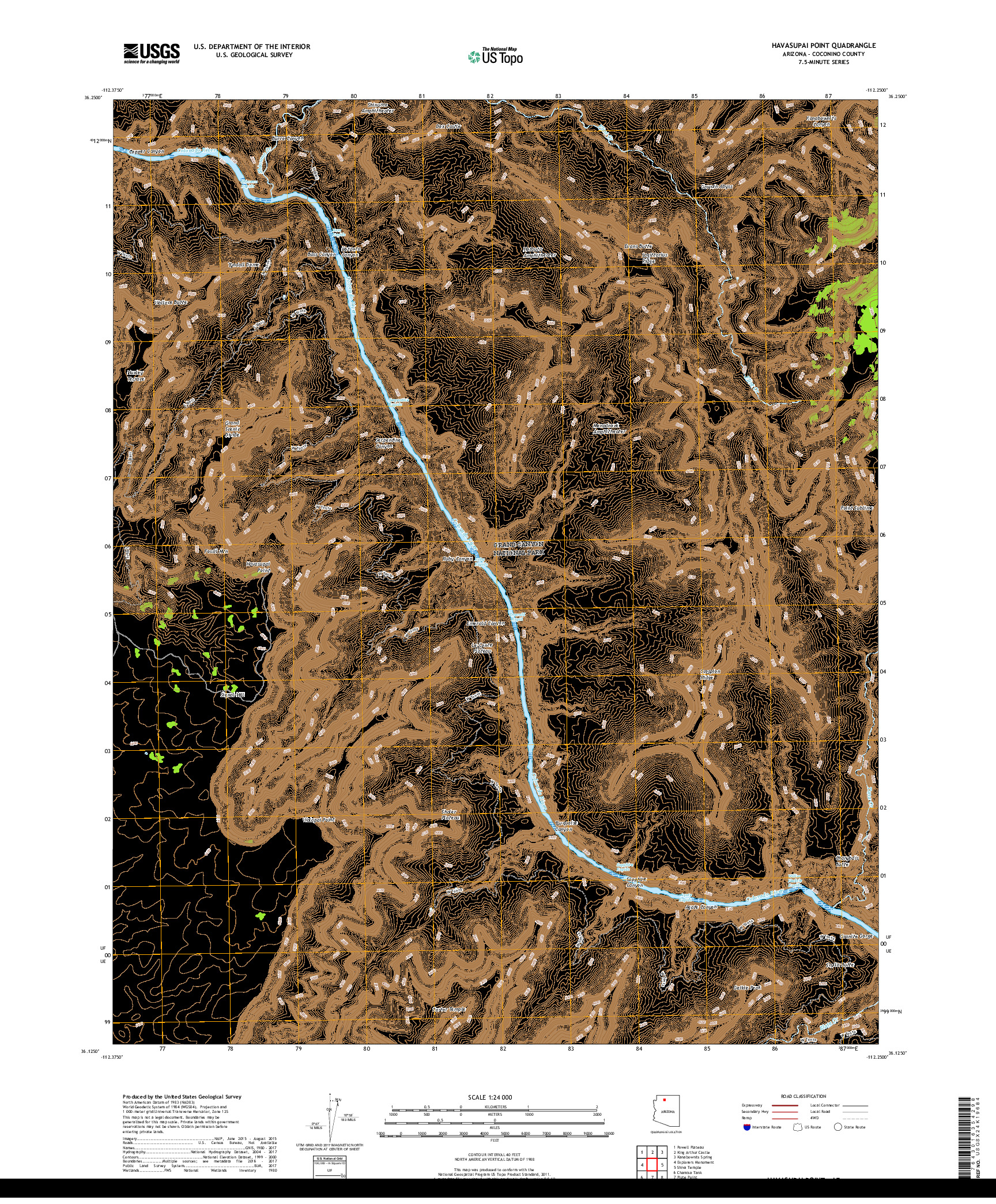 USGS US TOPO 7.5-MINUTE MAP FOR HAVASUPAI POINT, AZ 2018