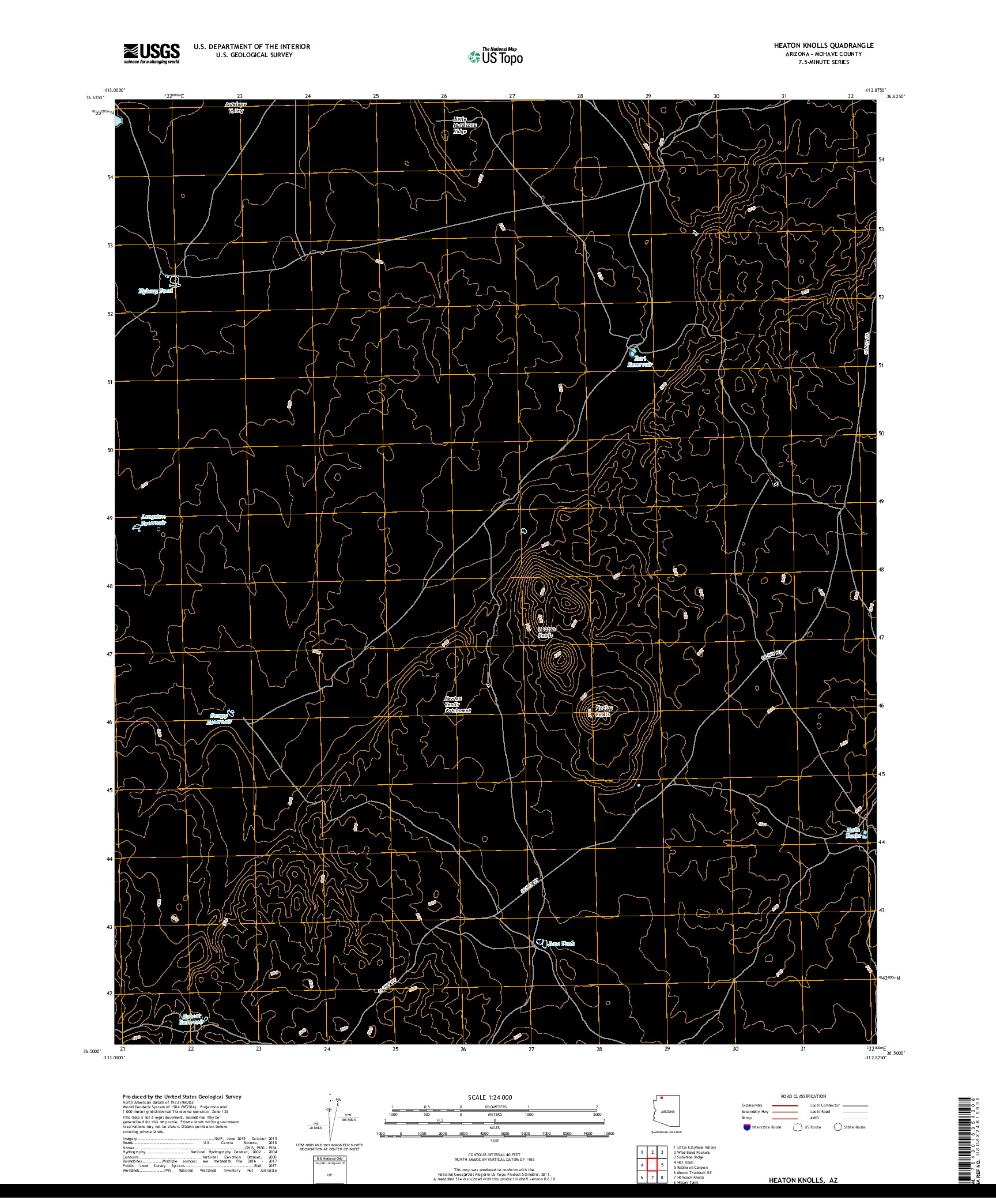 USGS US TOPO 7.5-MINUTE MAP FOR HEATON KNOLLS, AZ 2018