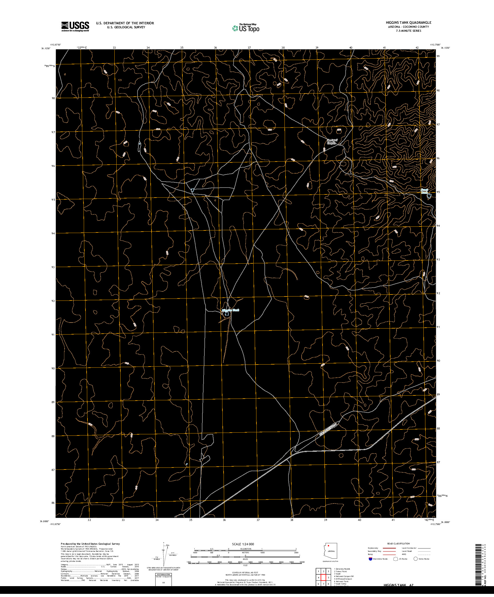 USGS US TOPO 7.5-MINUTE MAP FOR HIGGINS TANK, AZ 2018