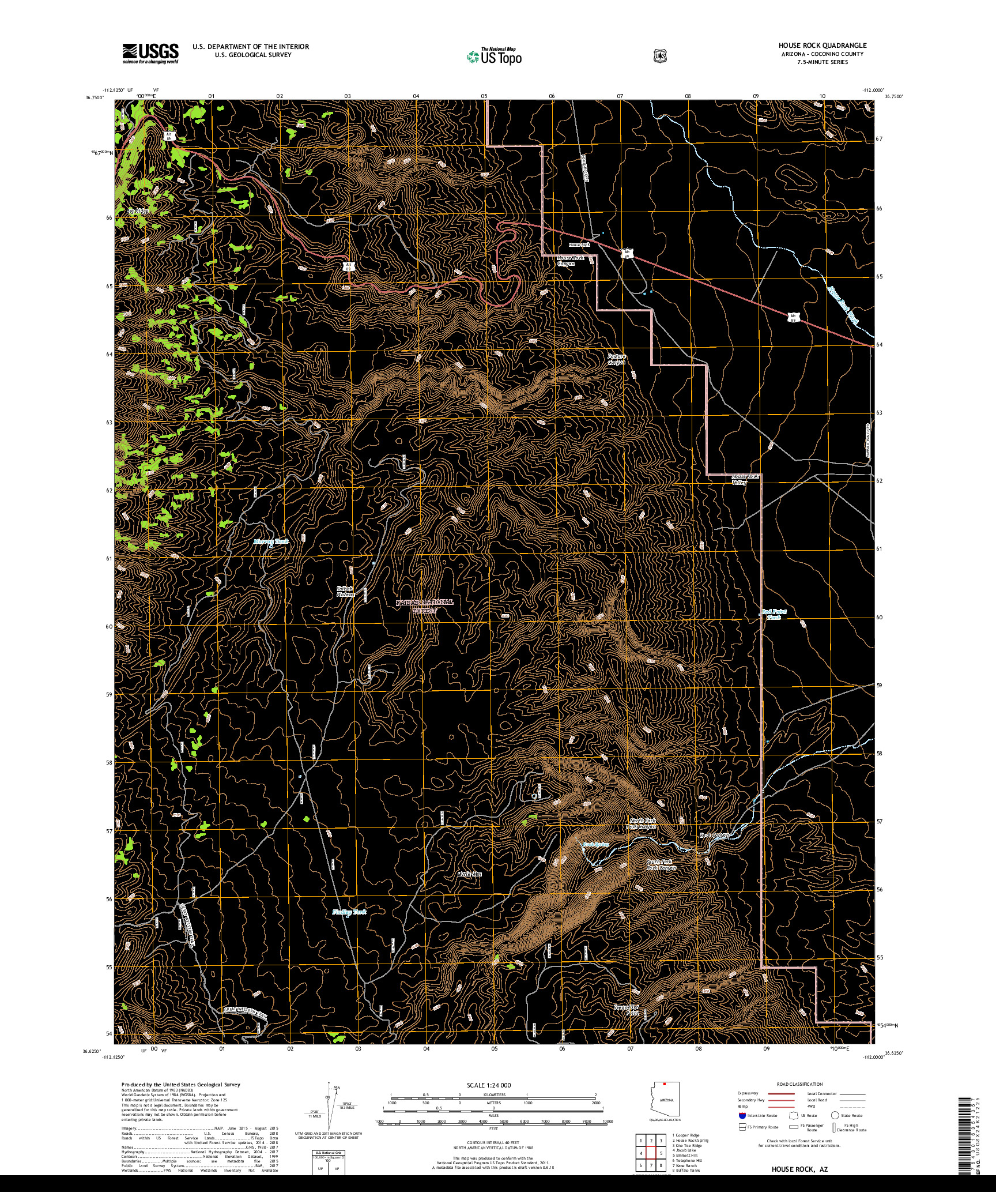 USGS US TOPO 7.5-MINUTE MAP FOR HOUSE ROCK, AZ 2018