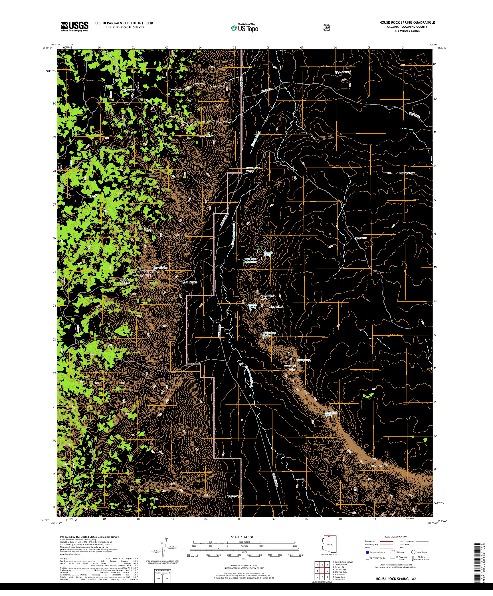 USGS US TOPO 7.5-MINUTE MAP FOR HOUSE ROCK SPRING, AZ 2018