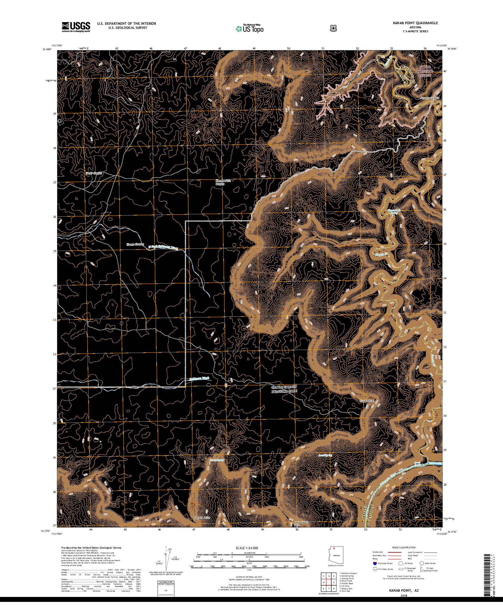 USGS US TOPO 7.5-MINUTE MAP FOR KANAB POINT, AZ 2018