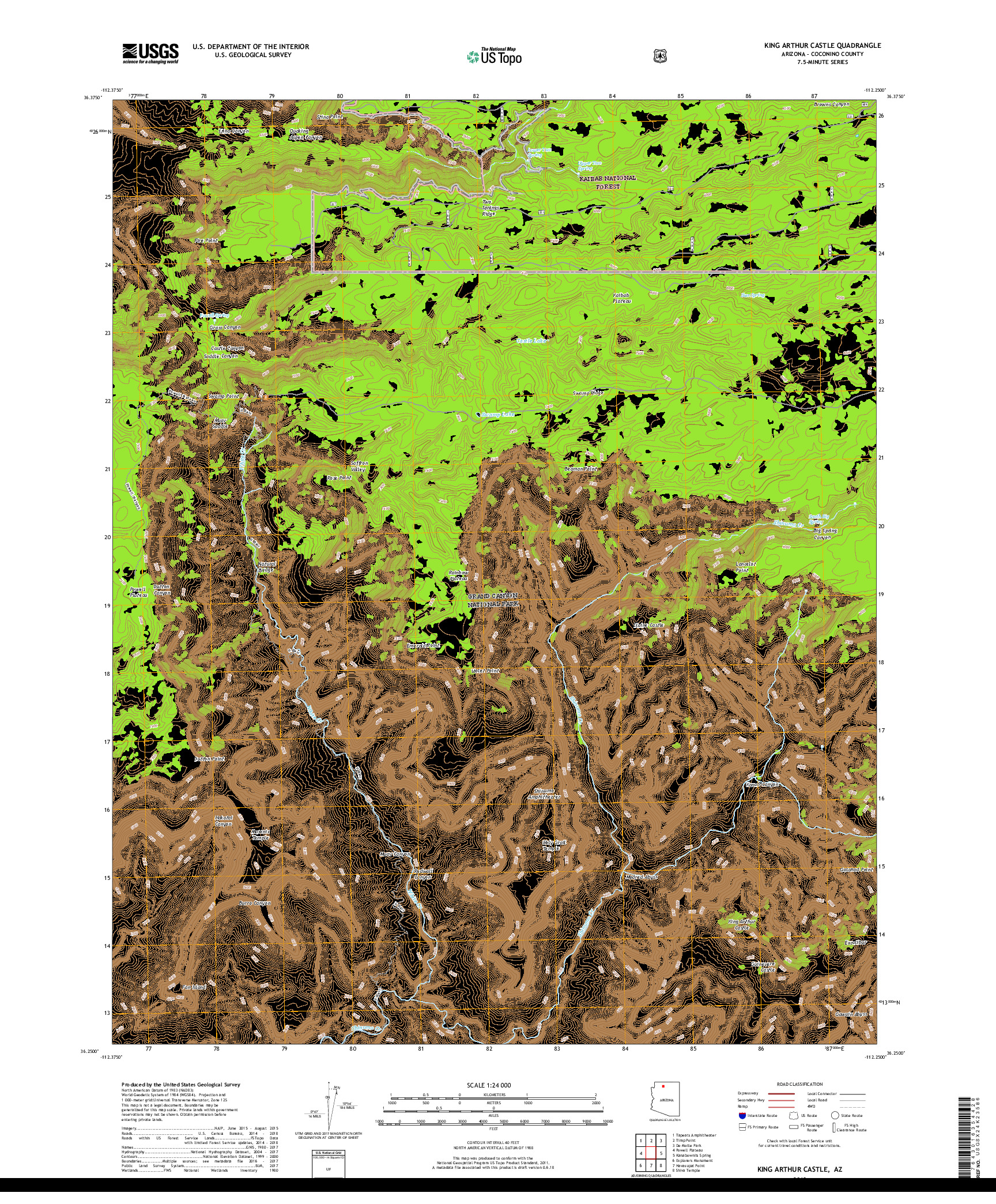 USGS US TOPO 7.5-MINUTE MAP FOR KING ARTHUR CASTLE, AZ 2018
