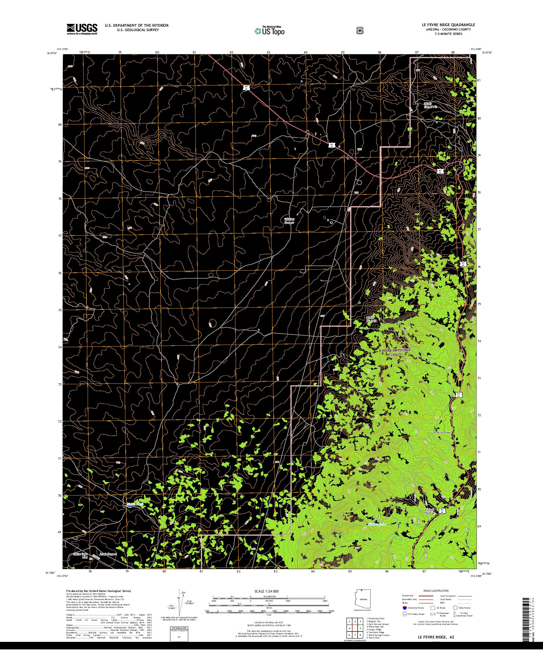 USGS US TOPO 7.5-MINUTE MAP FOR LE FEVRE RIDGE, AZ 2018