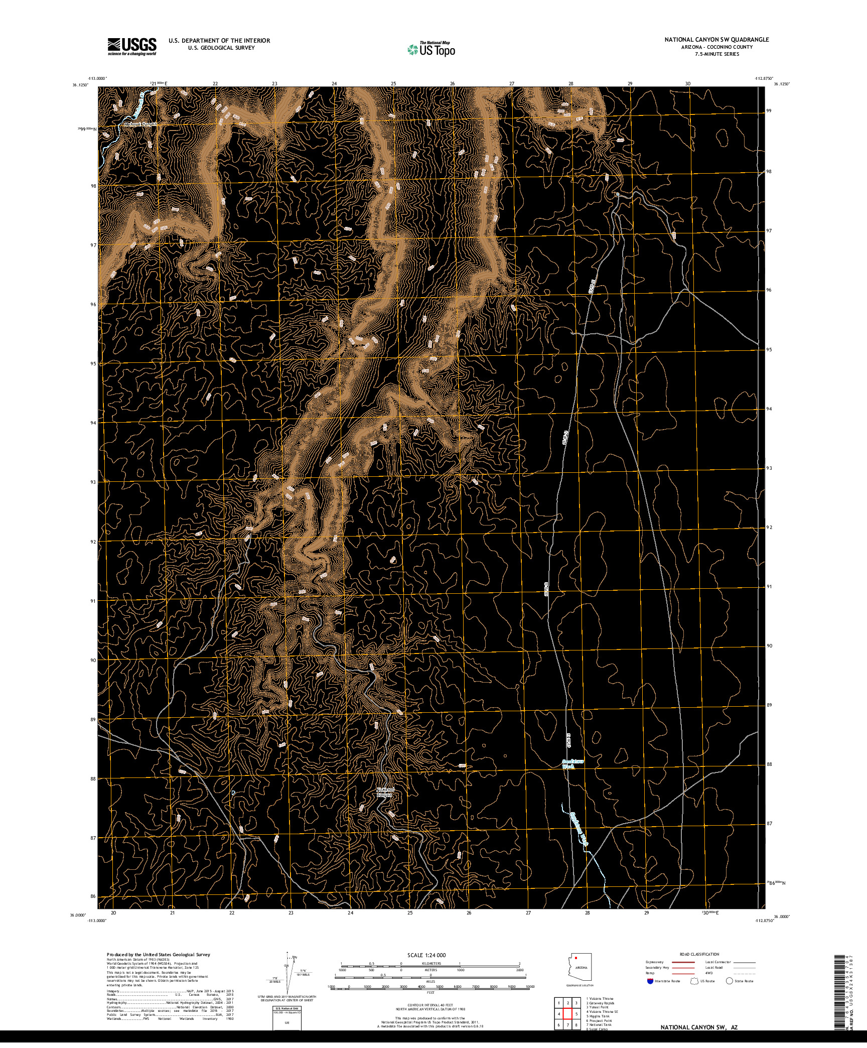 USGS US TOPO 7.5-MINUTE MAP FOR NATIONAL CANYON SW, AZ 2018