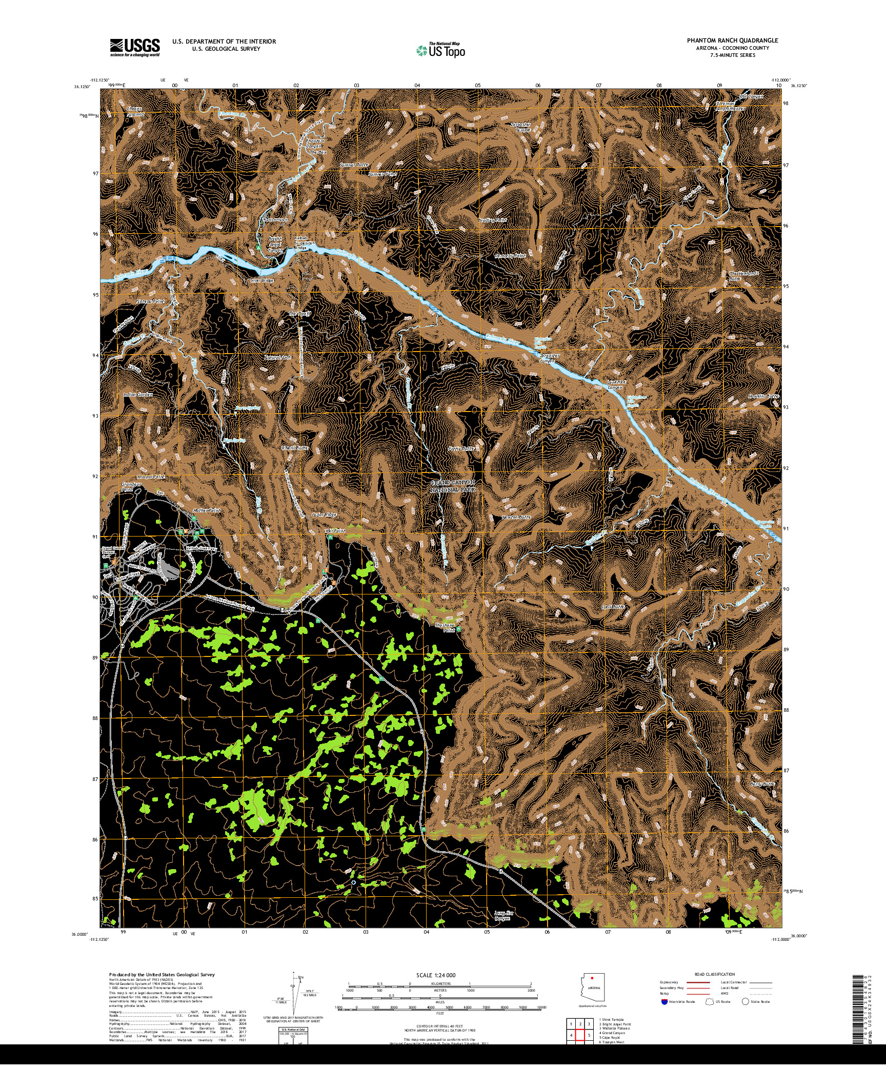 USGS US TOPO 7.5-MINUTE MAP FOR PHANTOM RANCH, AZ 2018