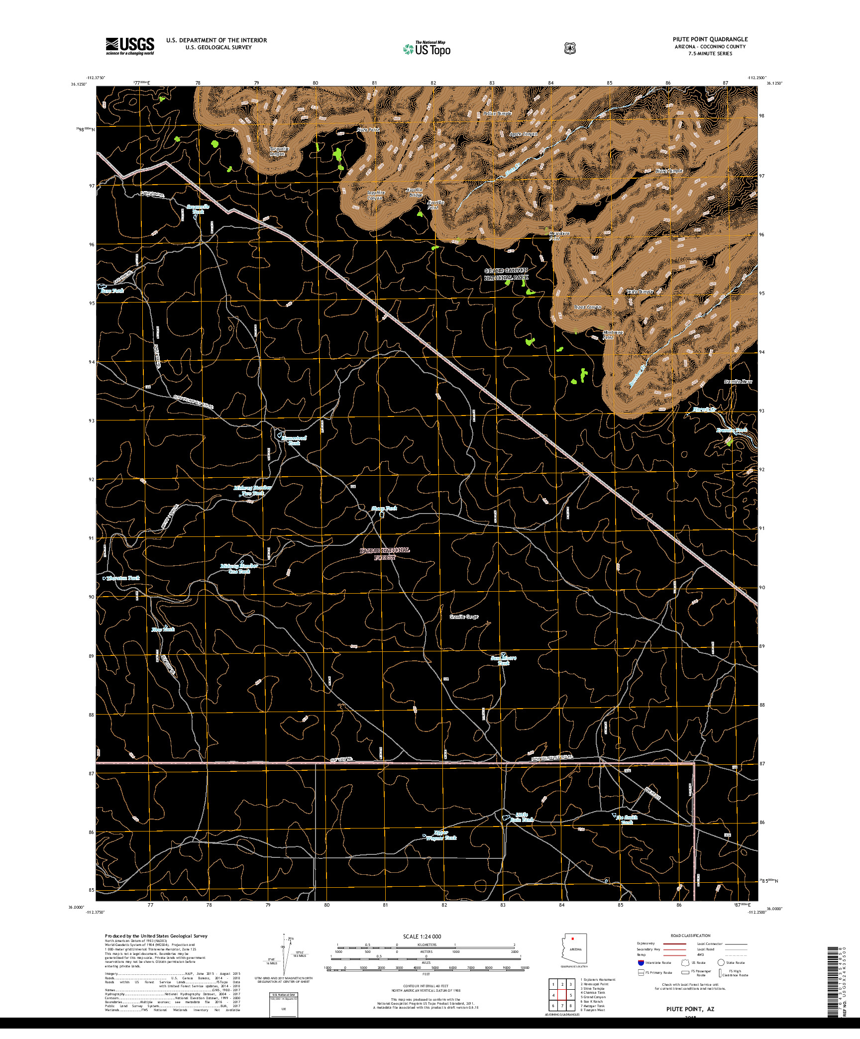 USGS US TOPO 7.5-MINUTE MAP FOR PIUTE POINT, AZ 2018