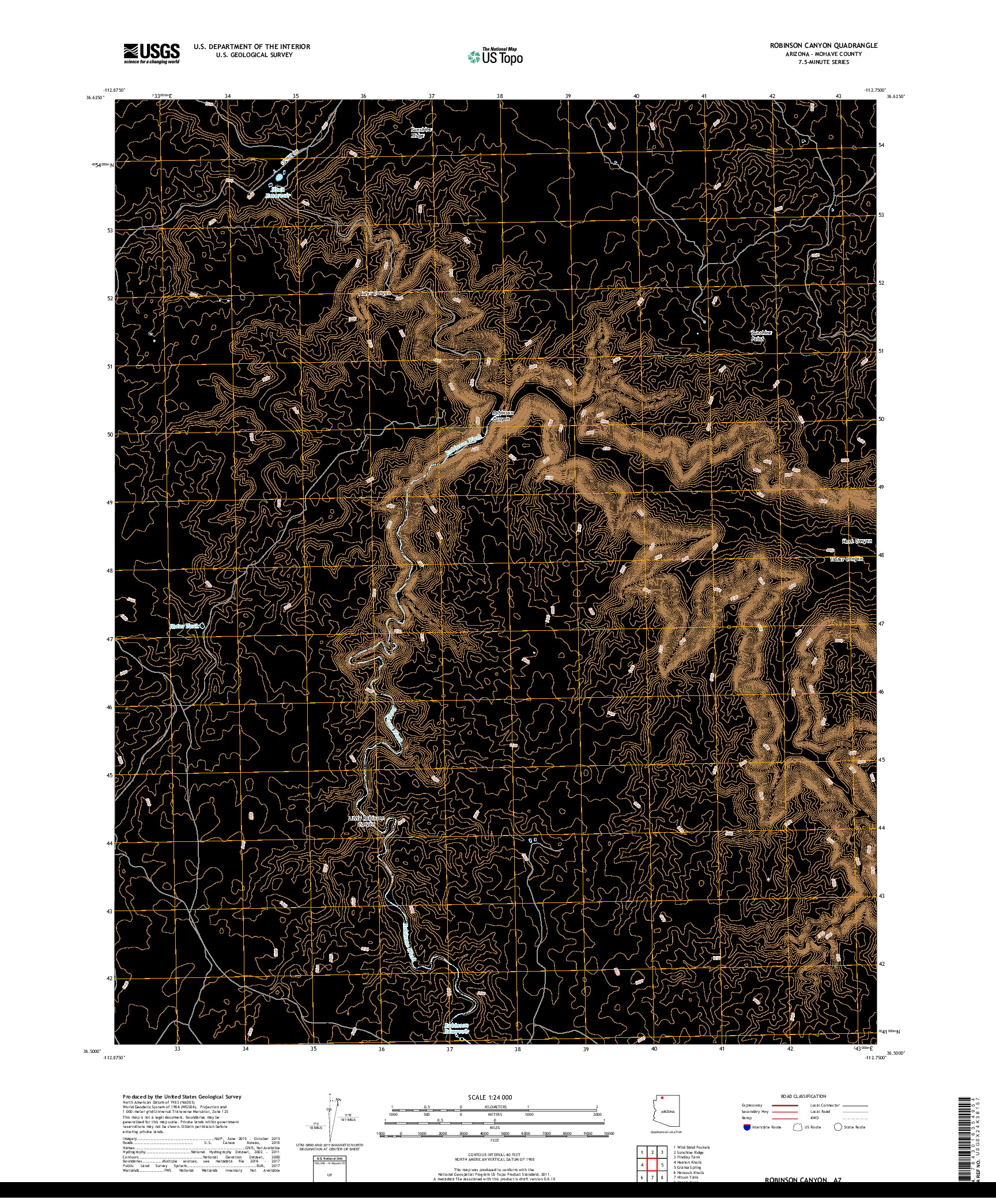 USGS US TOPO 7.5-MINUTE MAP FOR ROBINSON CANYON, AZ 2018