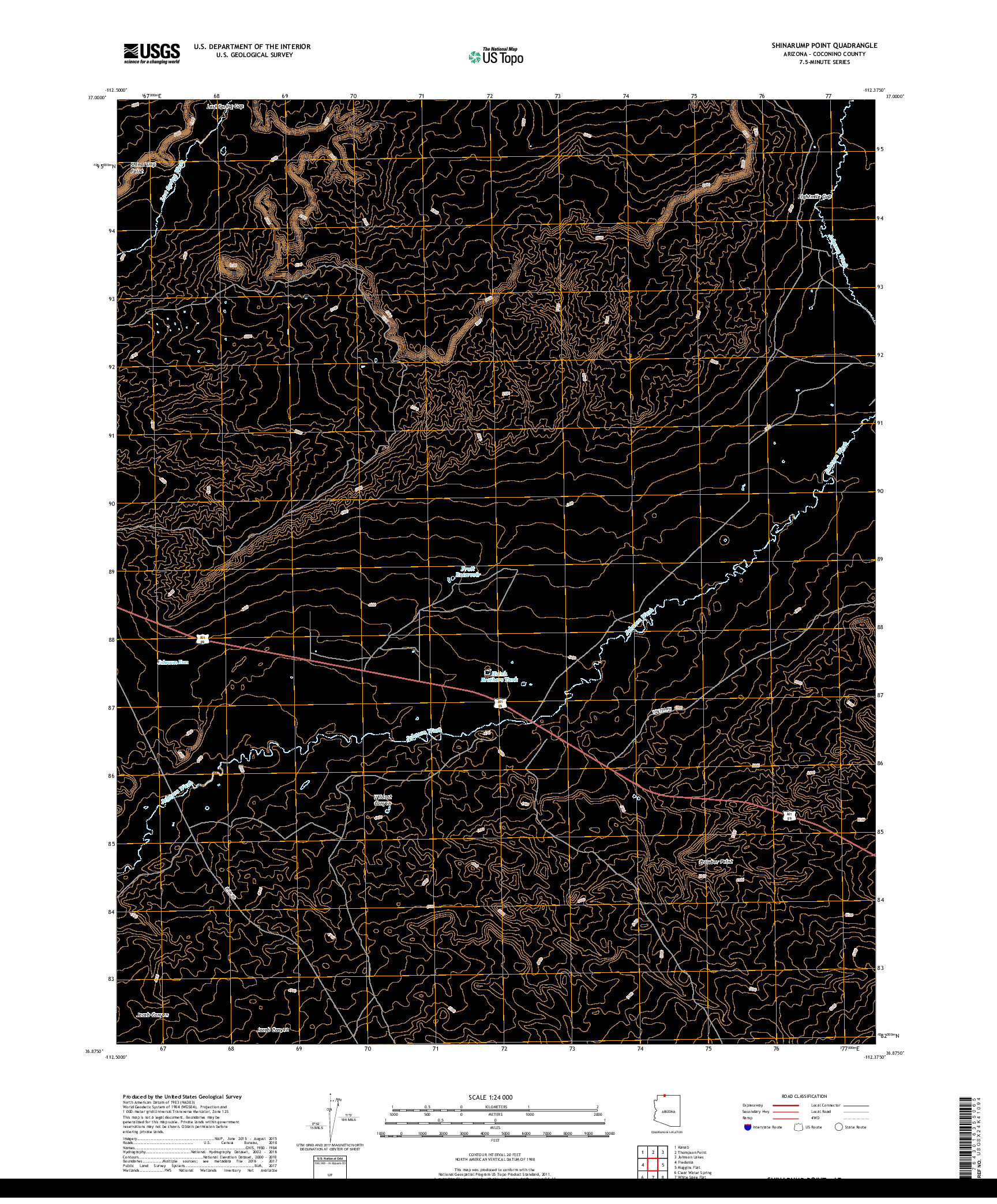 USGS US TOPO 7.5-MINUTE MAP FOR SHINARUMP POINT, AZ 2018