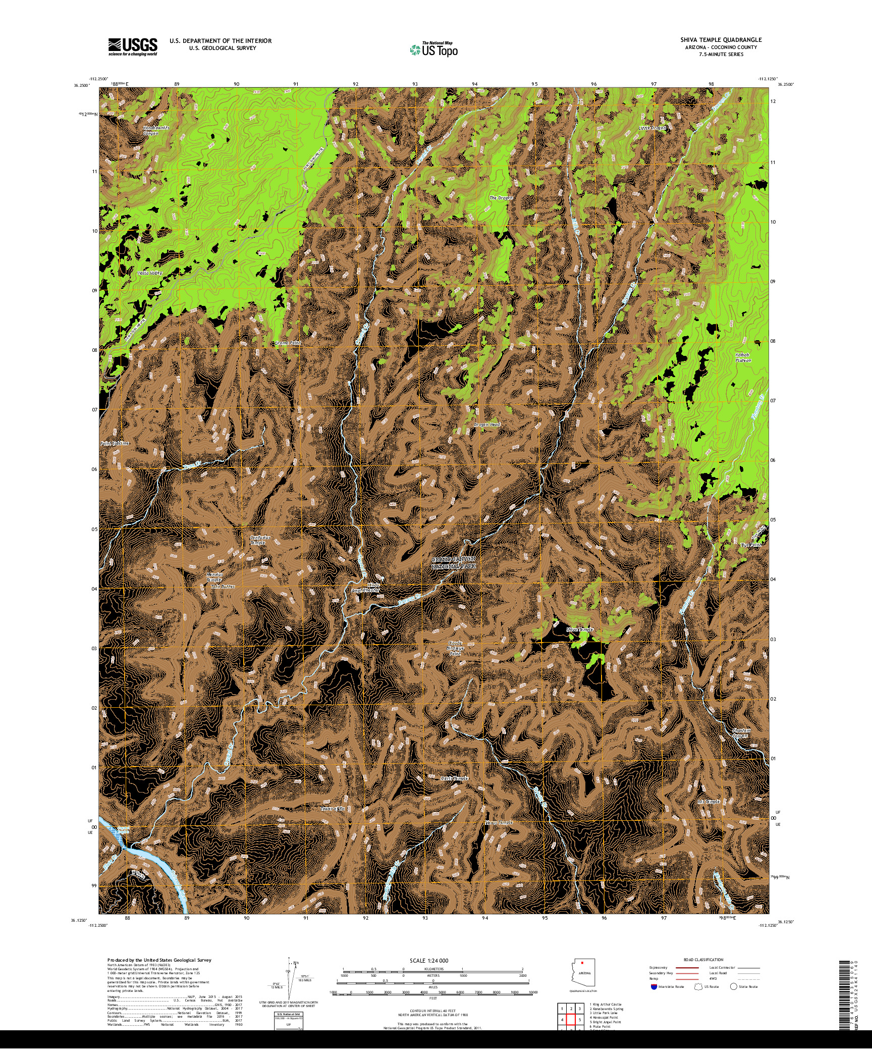 USGS US TOPO 7.5-MINUTE MAP FOR SHIVA TEMPLE, AZ 2018