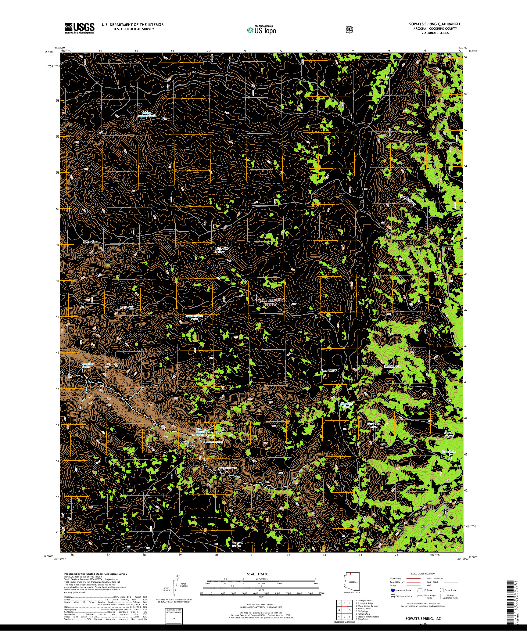 USGS US TOPO 7.5-MINUTE MAP FOR SOWATS SPRING, AZ 2018