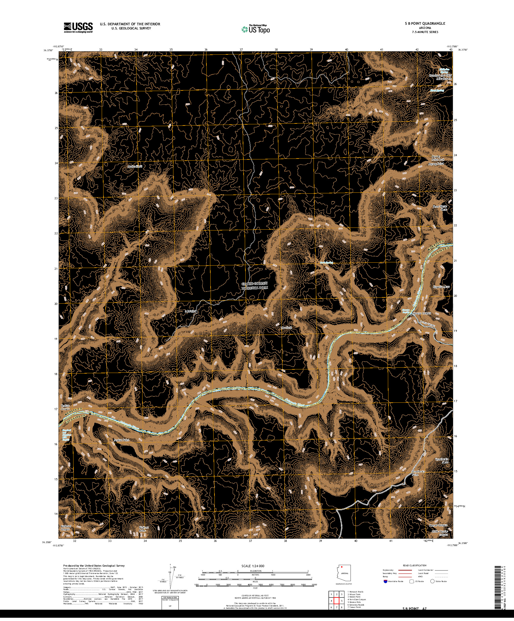 USGS US TOPO 7.5-MINUTE MAP FOR S B POINT, AZ 2018