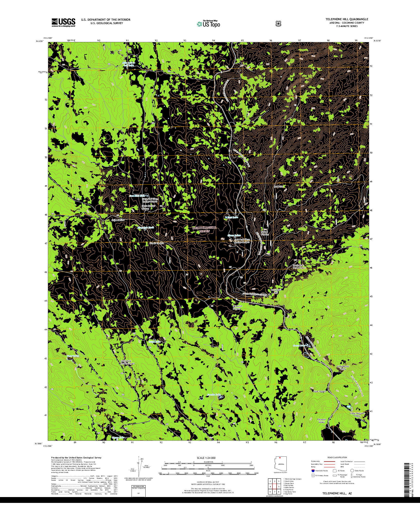 USGS US TOPO 7.5-MINUTE MAP FOR TELEPHONE HILL, AZ 2018