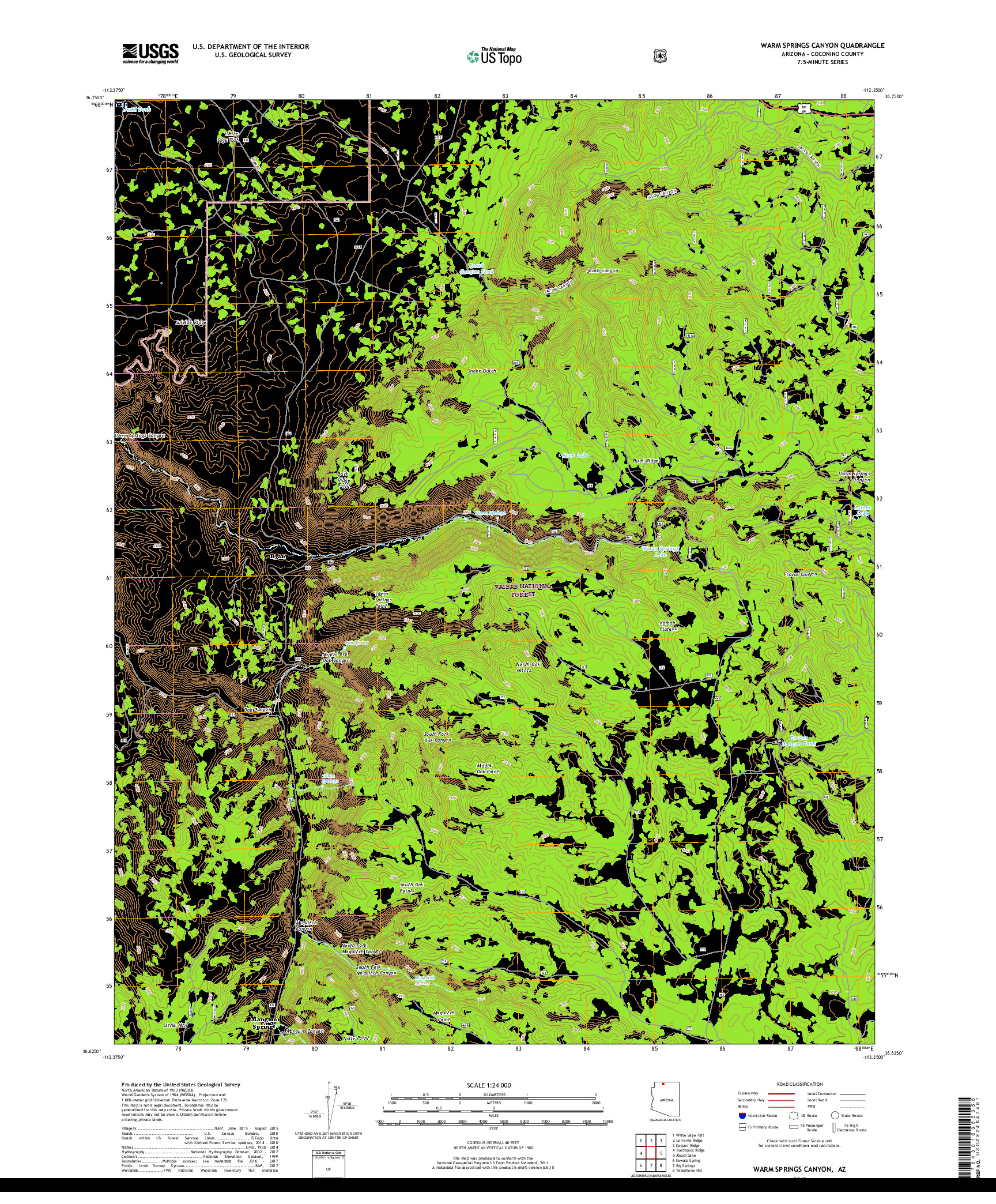 USGS US TOPO 7.5-MINUTE MAP FOR WARM SPRINGS CANYON, AZ 2018