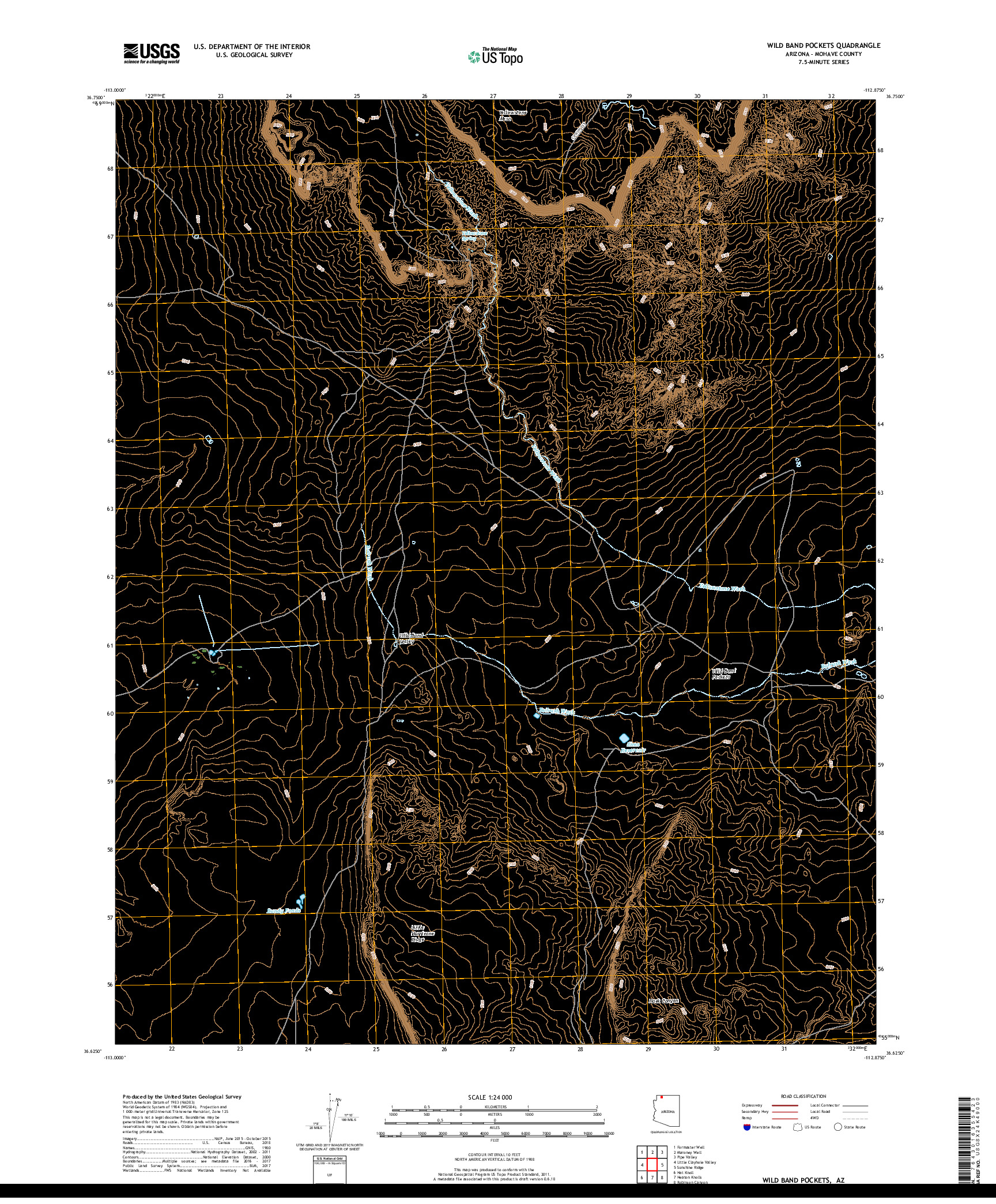 USGS US TOPO 7.5-MINUTE MAP FOR WILD BAND POCKETS, AZ 2018