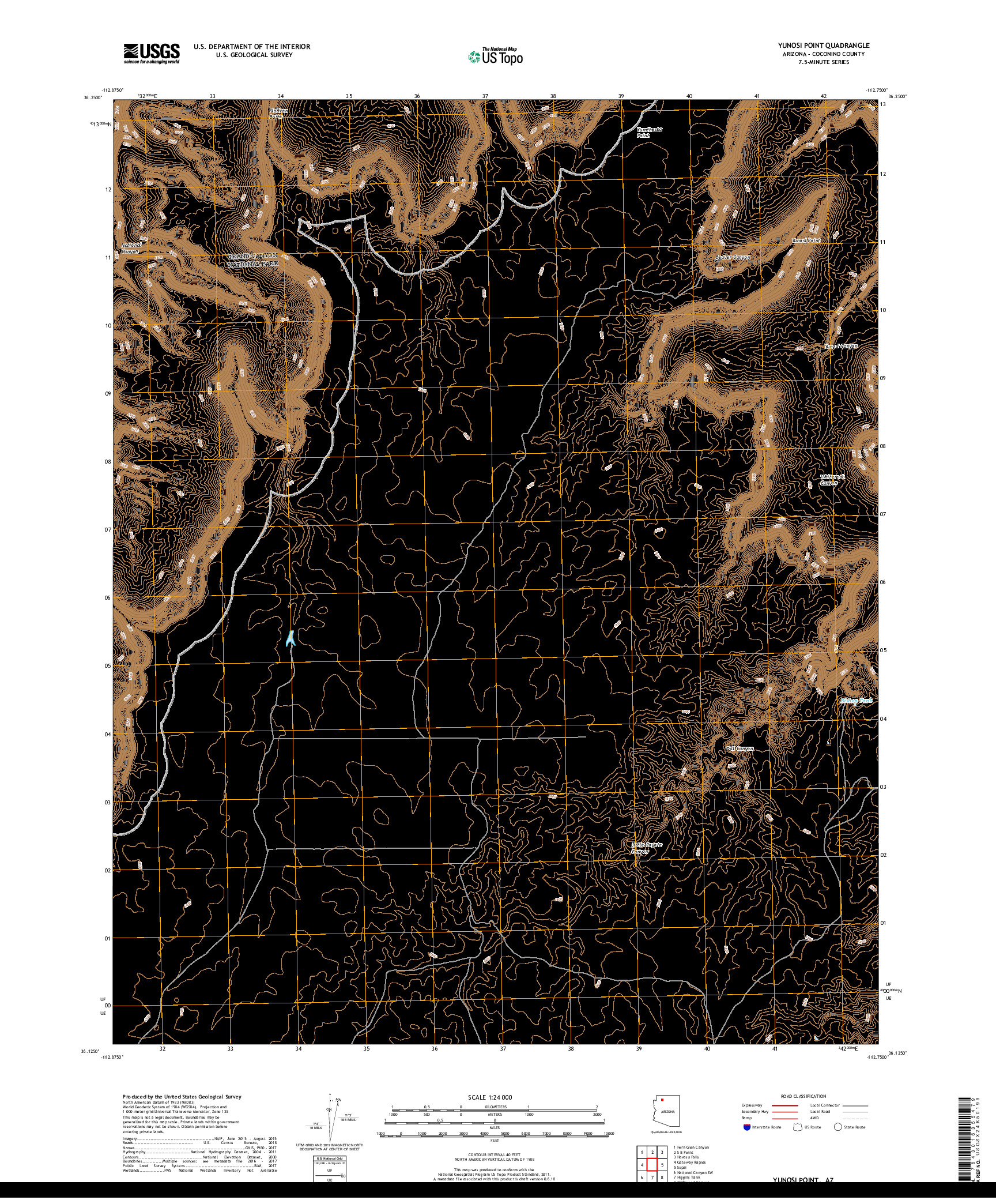 USGS US TOPO 7.5-MINUTE MAP FOR YUNOSI POINT, AZ 2018