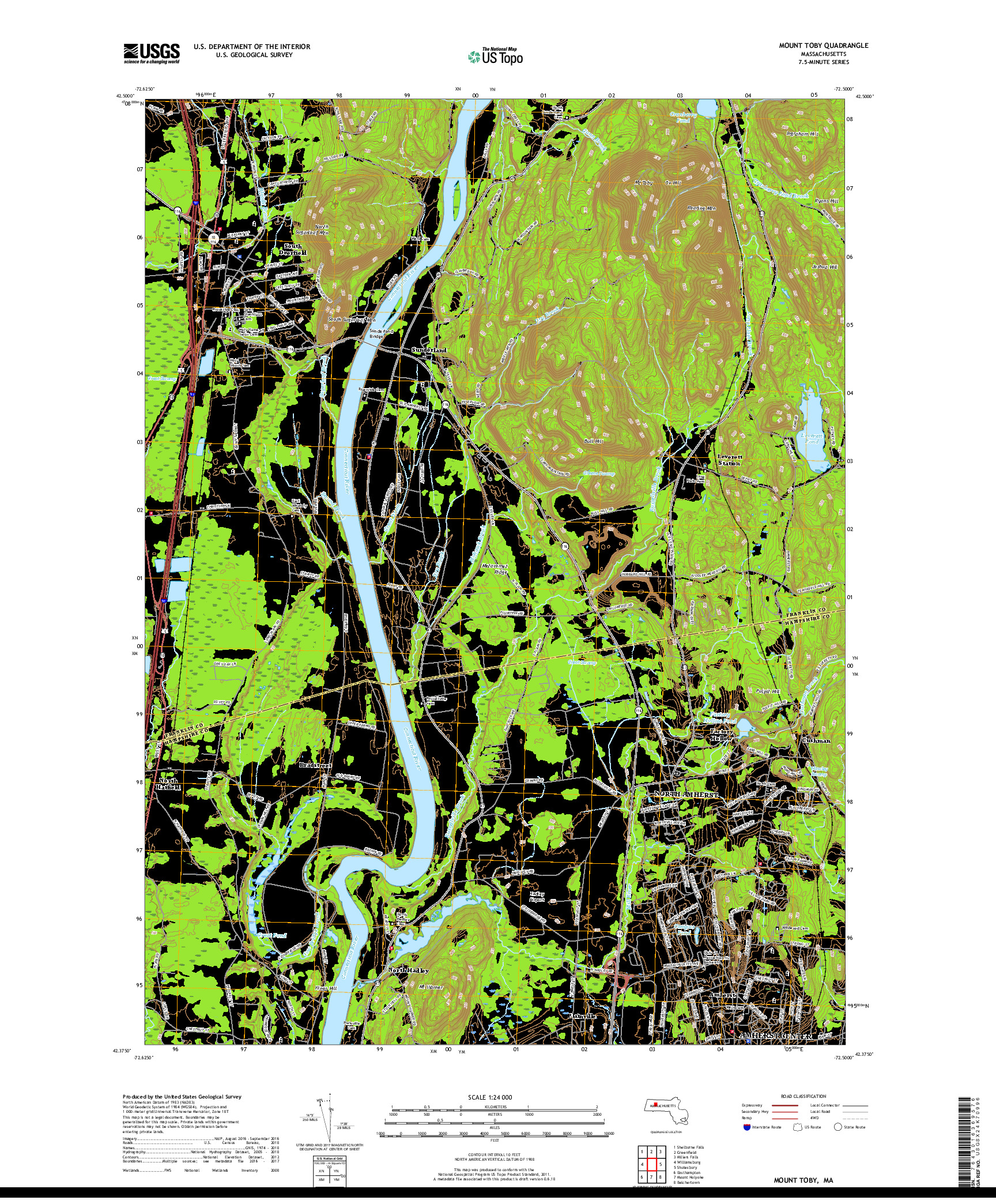 USGS US TOPO 7.5-MINUTE MAP FOR MOUNT TOBY, MA 2018