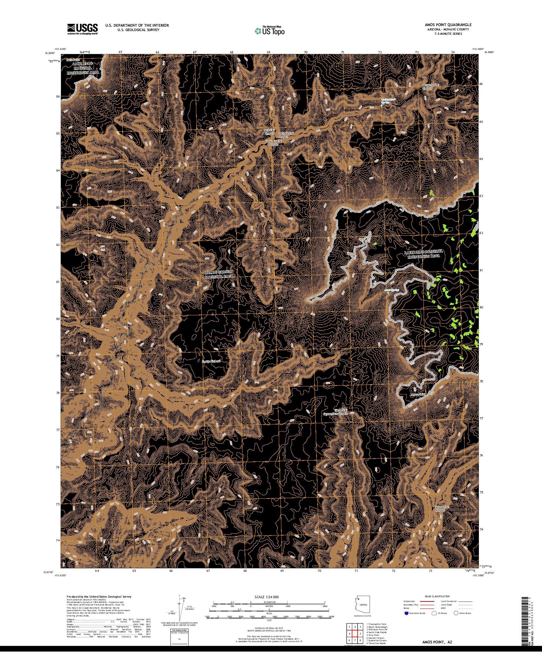 USGS US TOPO 7.5-MINUTE MAP FOR AMOS POINT, AZ 2018