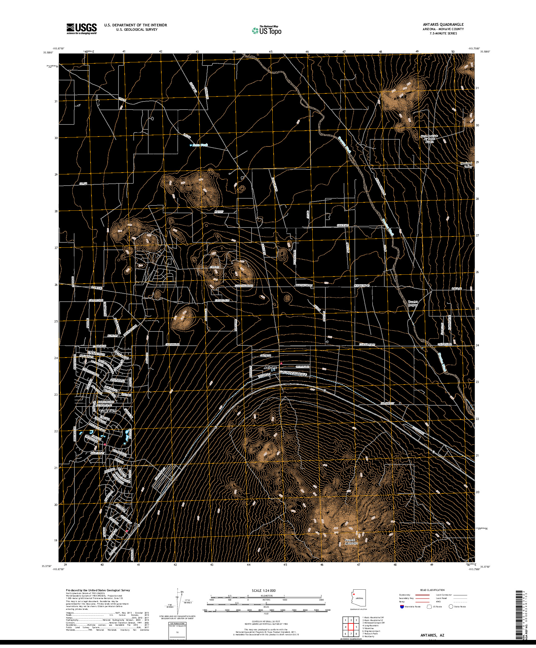 USGS US TOPO 7.5-MINUTE MAP FOR ANTARES, AZ 2018