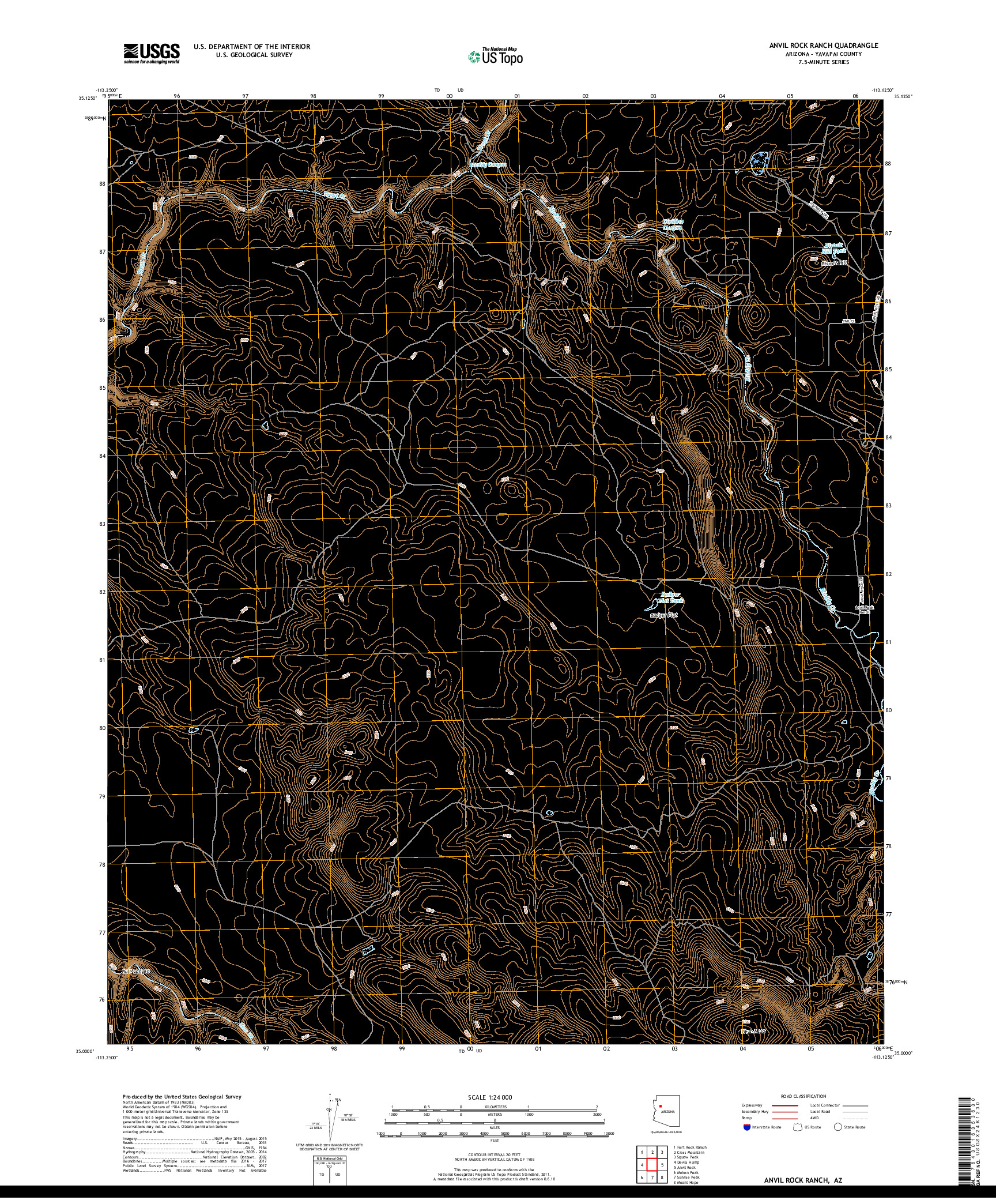USGS US TOPO 7.5-MINUTE MAP FOR ANVIL ROCK RANCH, AZ 2018