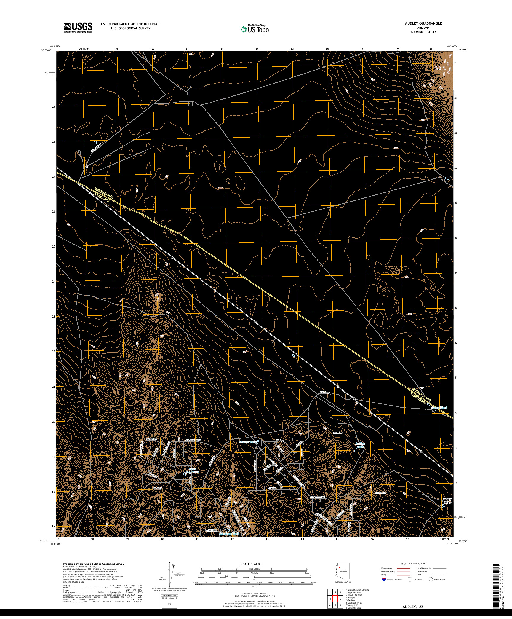 USGS US TOPO 7.5-MINUTE MAP FOR AUDLEY, AZ 2018