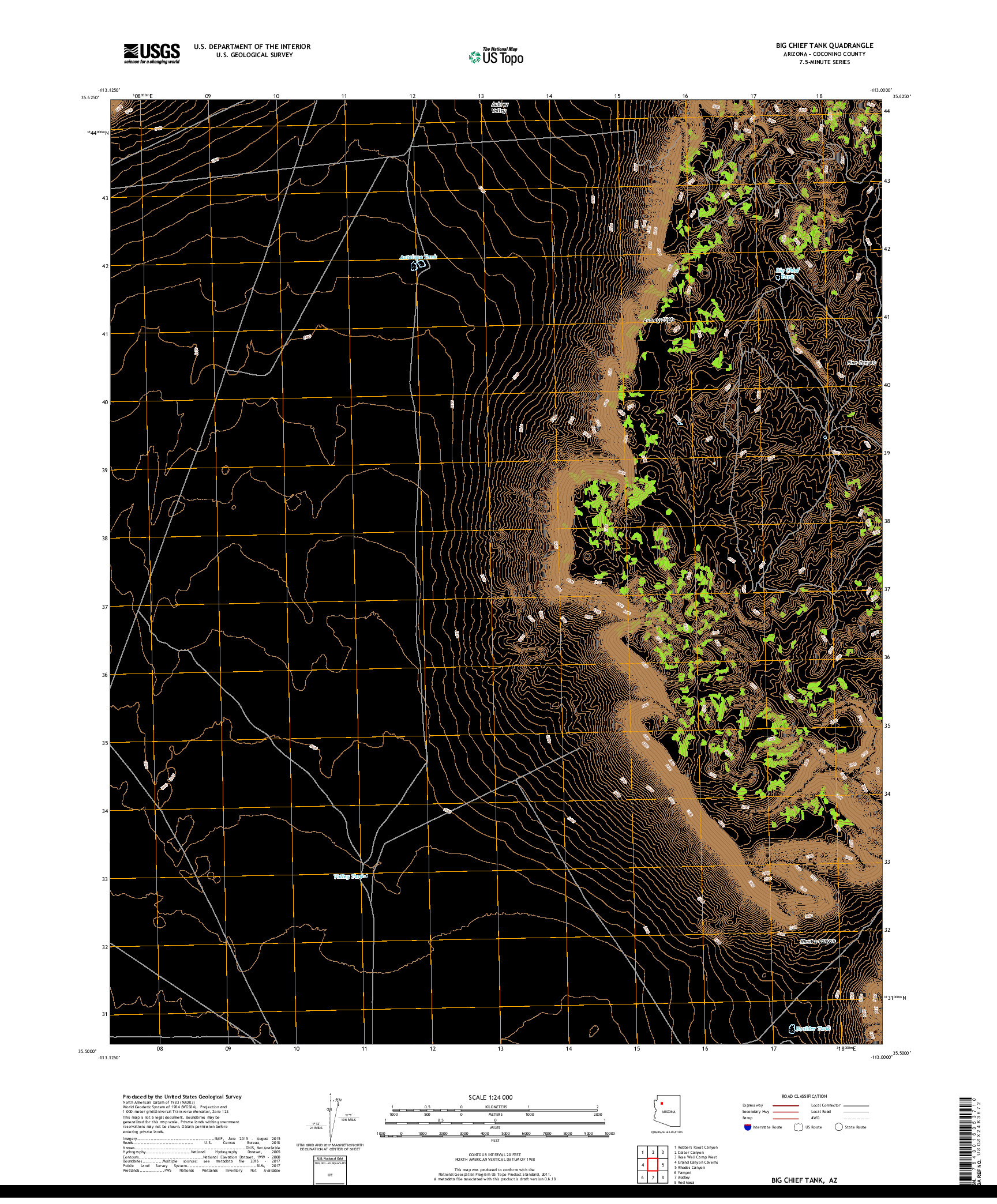USGS US TOPO 7.5-MINUTE MAP FOR BIG CHIEF TANK, AZ 2018
