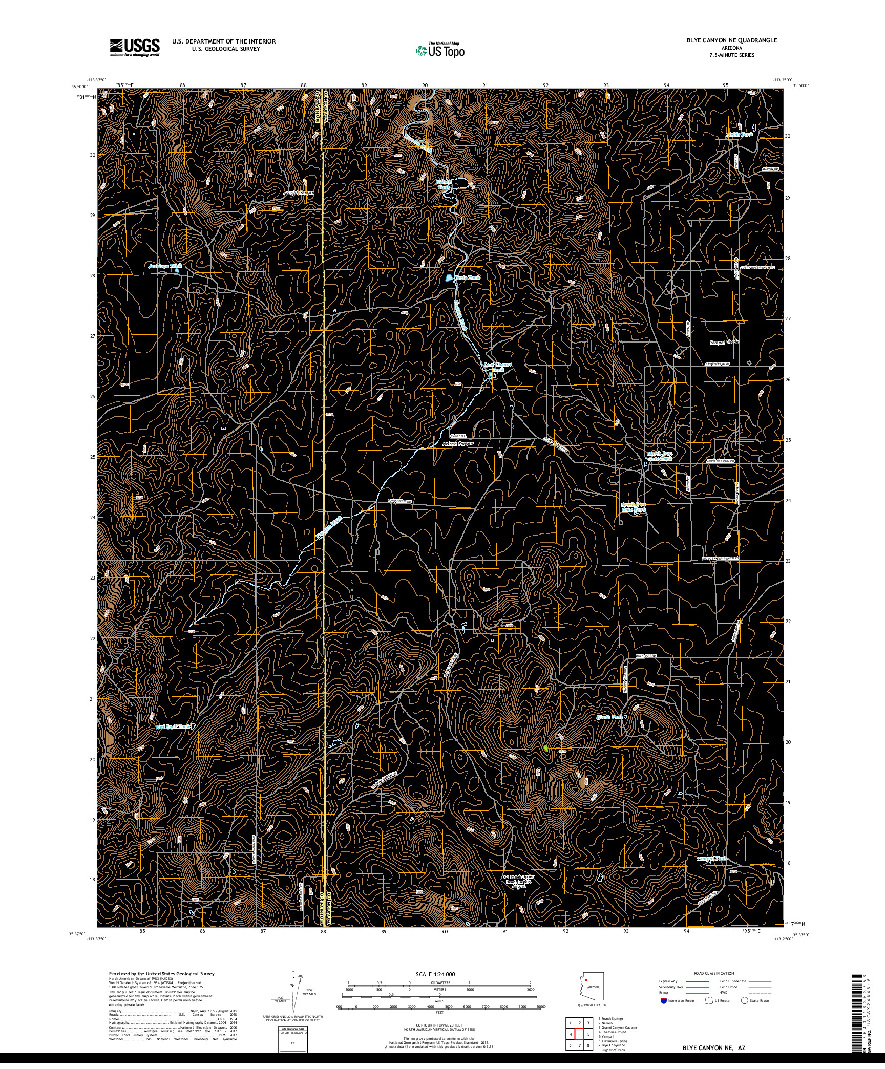 USGS US TOPO 7.5-MINUTE MAP FOR BLYE CANYON NE, AZ 2018