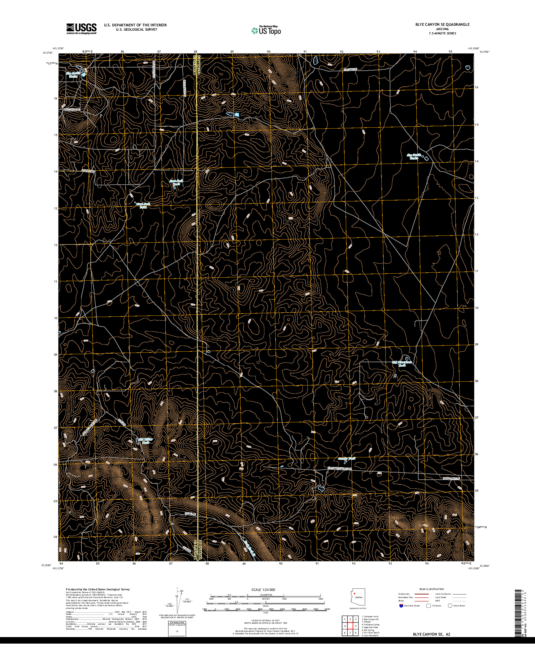 USGS US TOPO 7.5-MINUTE MAP FOR BLYE CANYON SE, AZ 2018