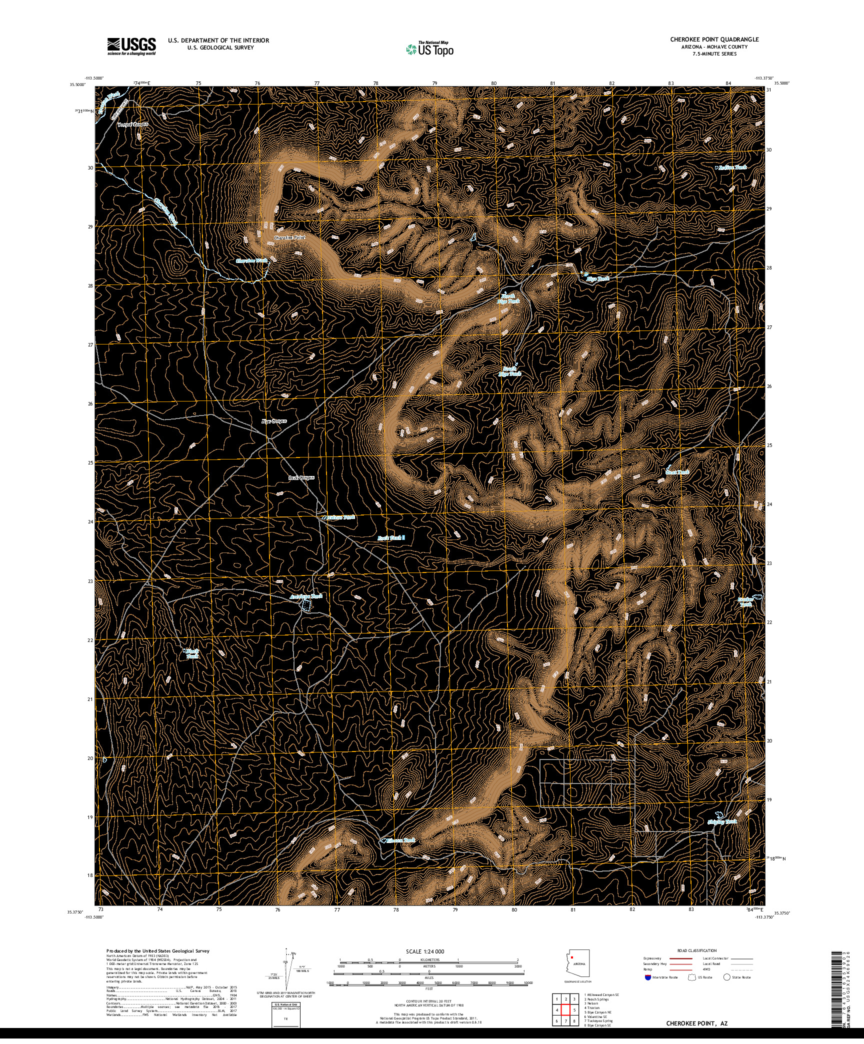 USGS US TOPO 7.5-MINUTE MAP FOR CHEROKEE POINT, AZ 2018