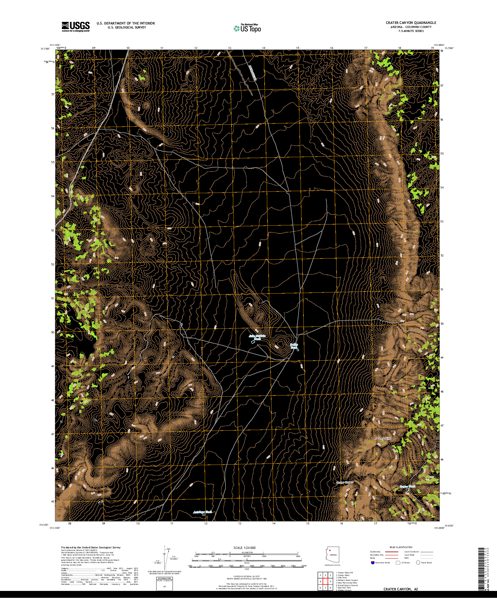 USGS US TOPO 7.5-MINUTE MAP FOR CRATER CANYON, AZ 2018