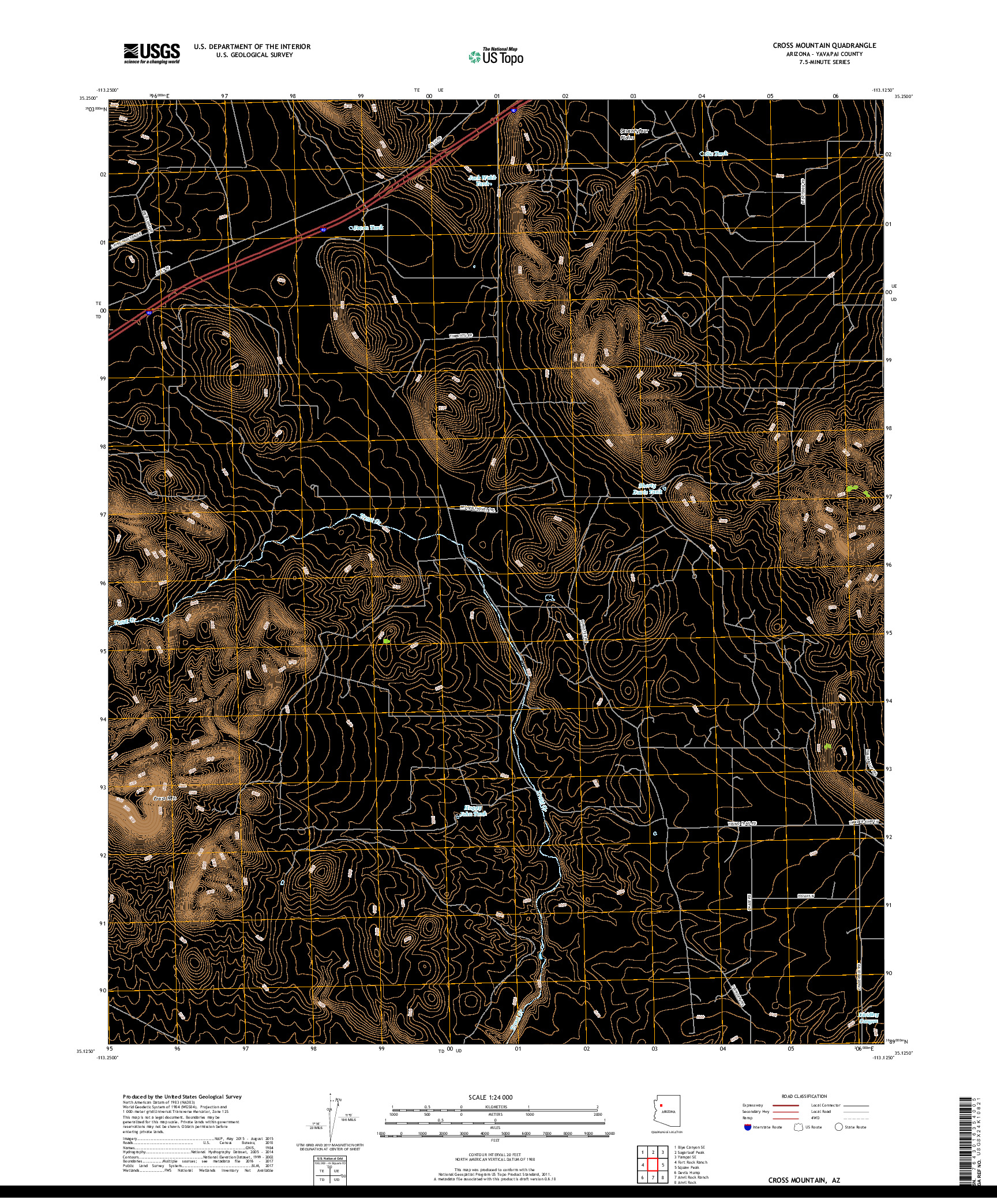 USGS US TOPO 7.5-MINUTE MAP FOR CROSS MOUNTAIN, AZ 2018