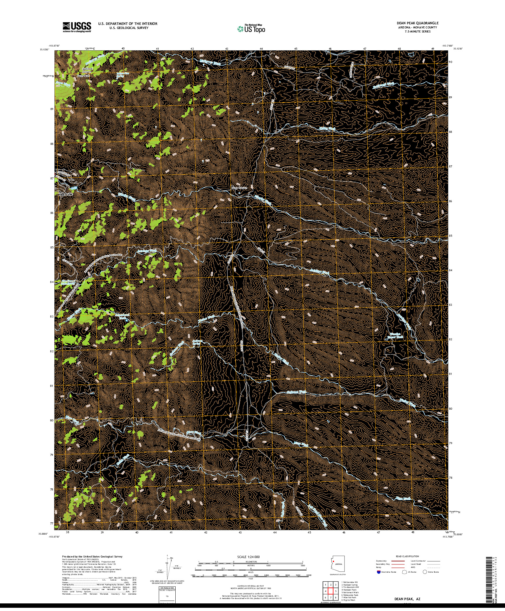 USGS US TOPO 7.5-MINUTE MAP FOR DEAN PEAK, AZ 2018