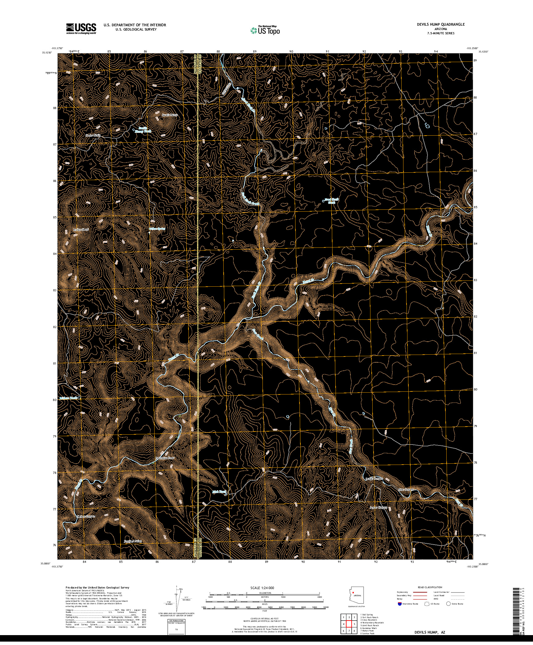 USGS US TOPO 7.5-MINUTE MAP FOR DEVILS HUMP, AZ 2018