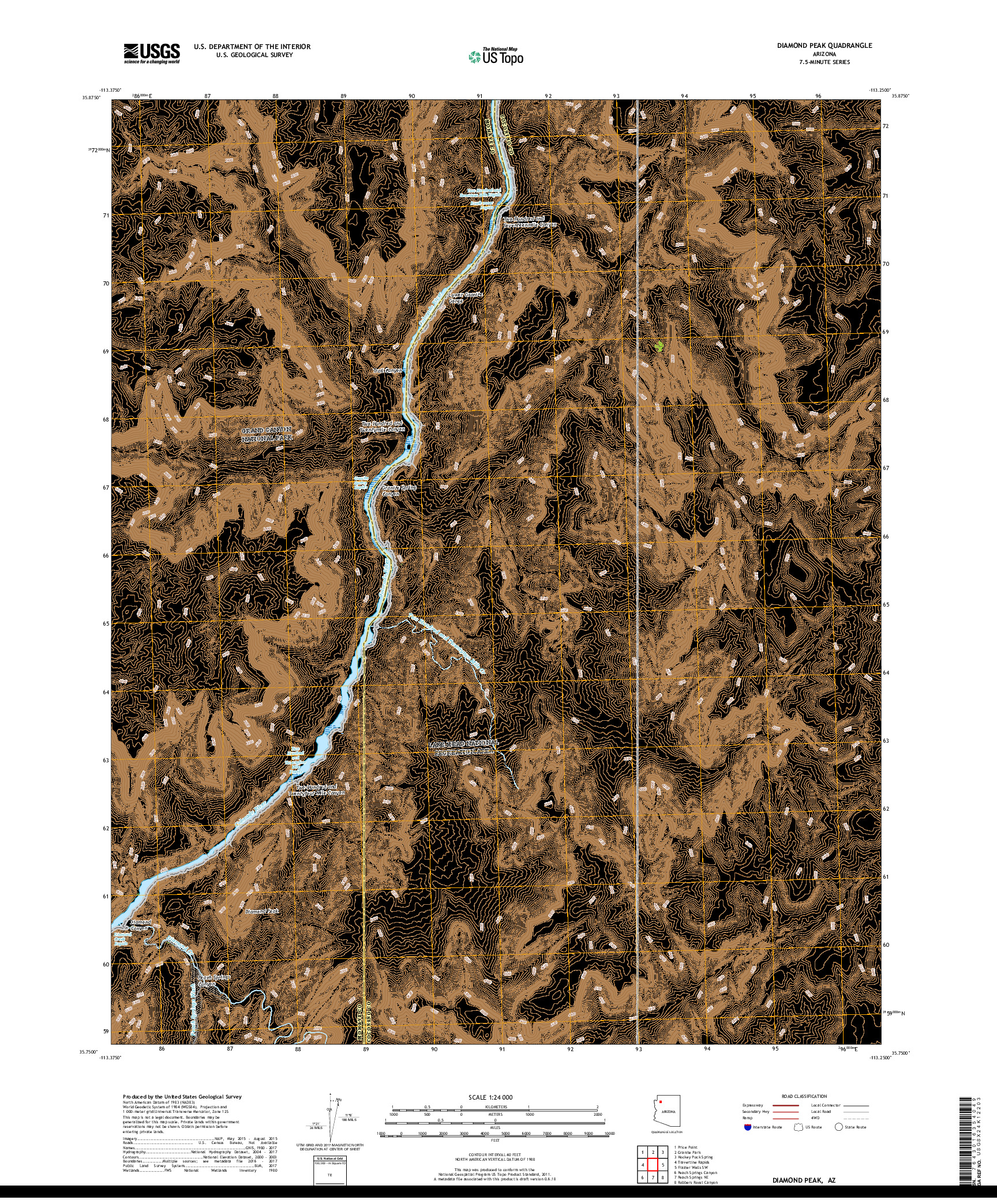USGS US TOPO 7.5-MINUTE MAP FOR DIAMOND PEAK, AZ 2018